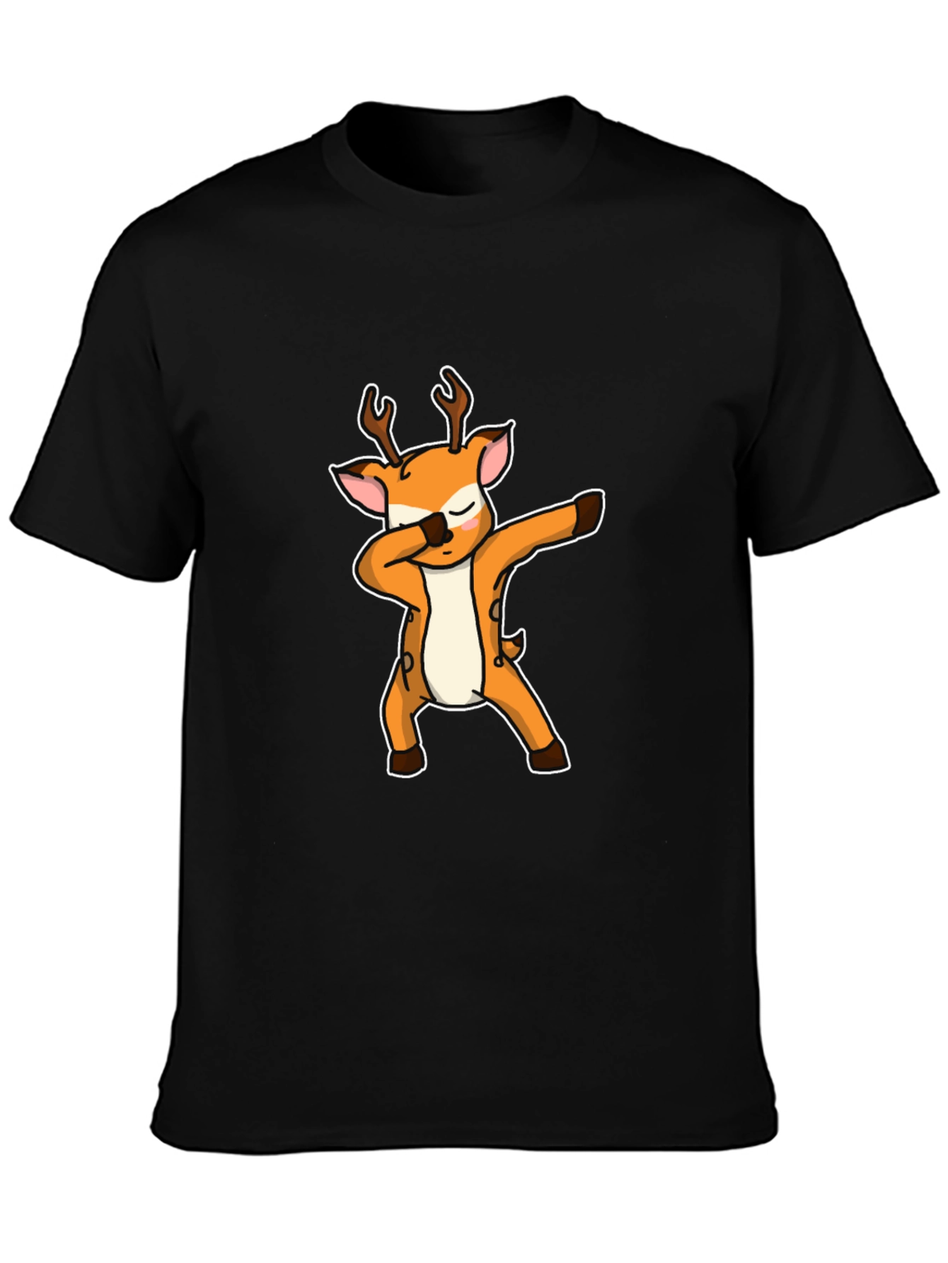 Dabbing Deer Graphic Tee - Black Cotton Casual Shirt