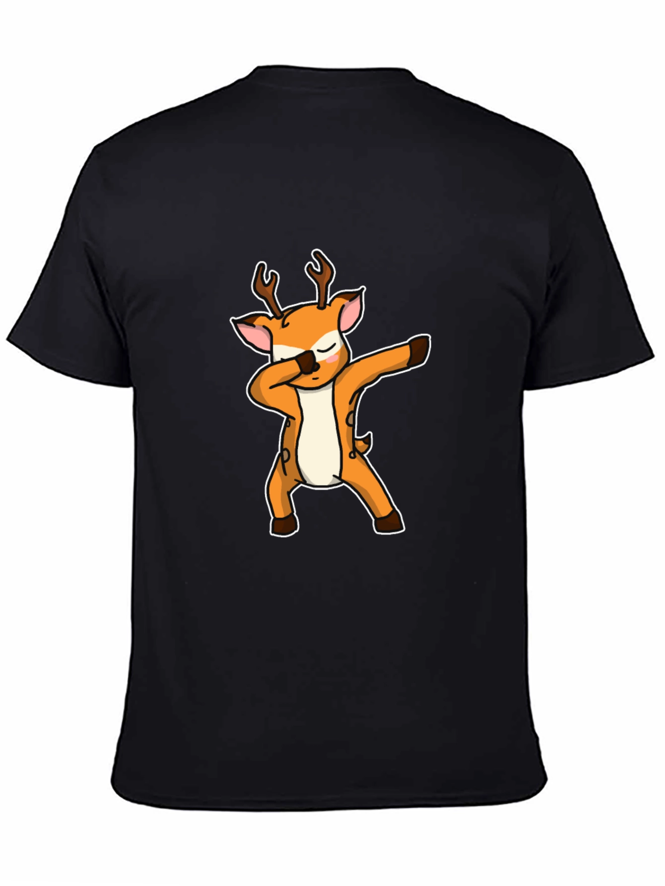 Dabbing Deer Graphic Tee - Black Cotton Casual Shirt