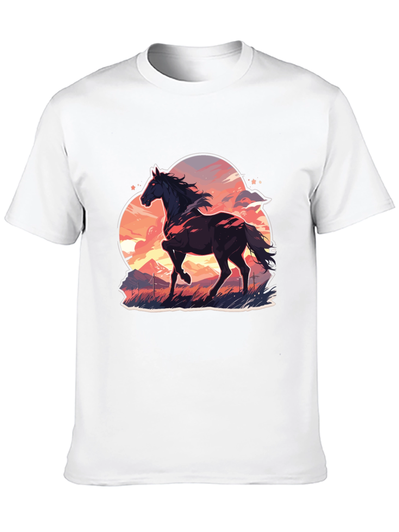 Horse Graphic Tee - Stylish Mens Black T-Shirt