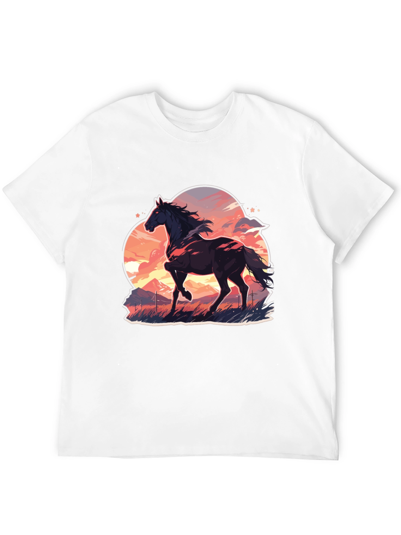 Horse Graphic Tee - Stylish Mens Black T-Shirt