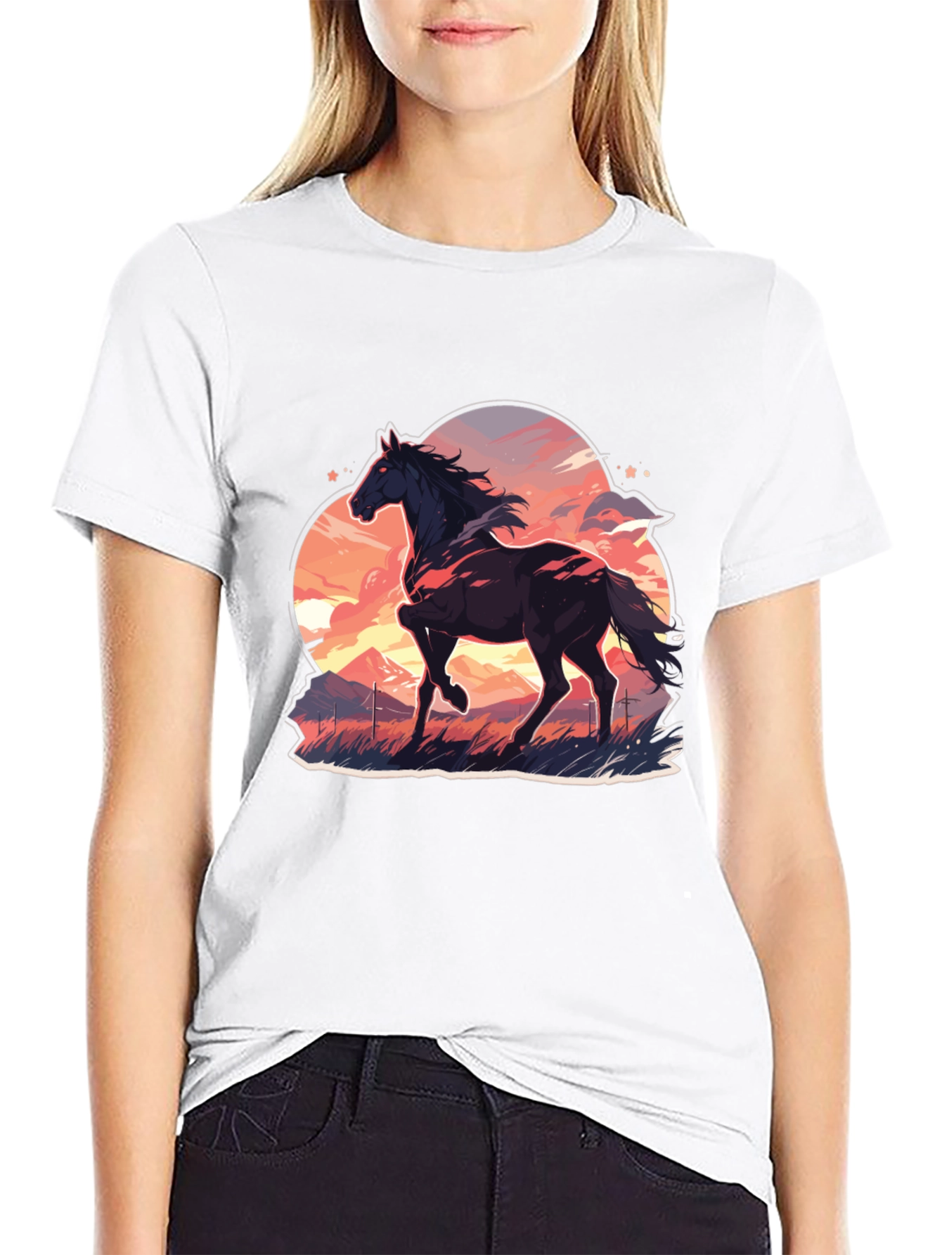 Horse Graphic Tee - Stylish Mens Black T-Shirt