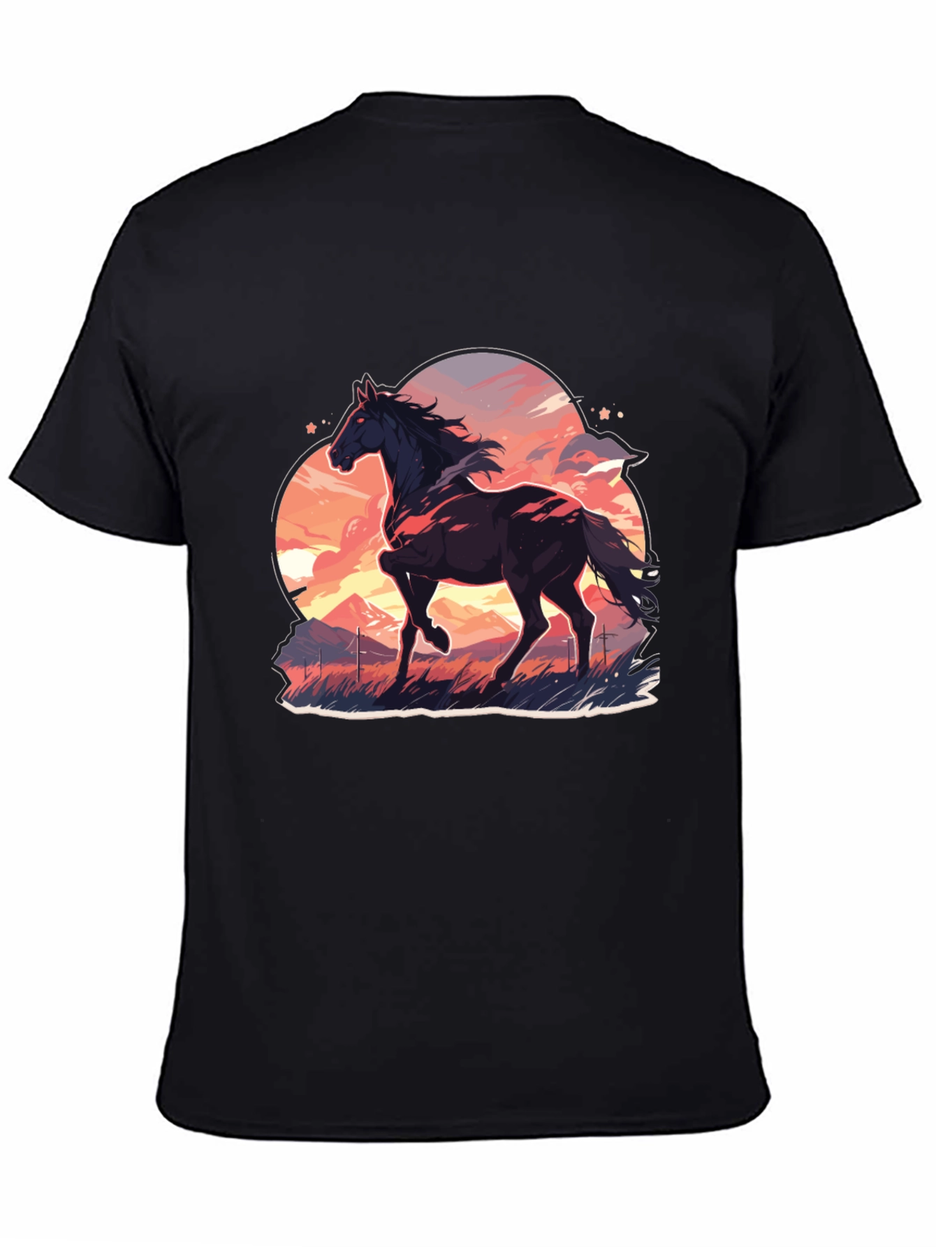 Horse Graphic Tee - Stylish Mens Black T-Shirt