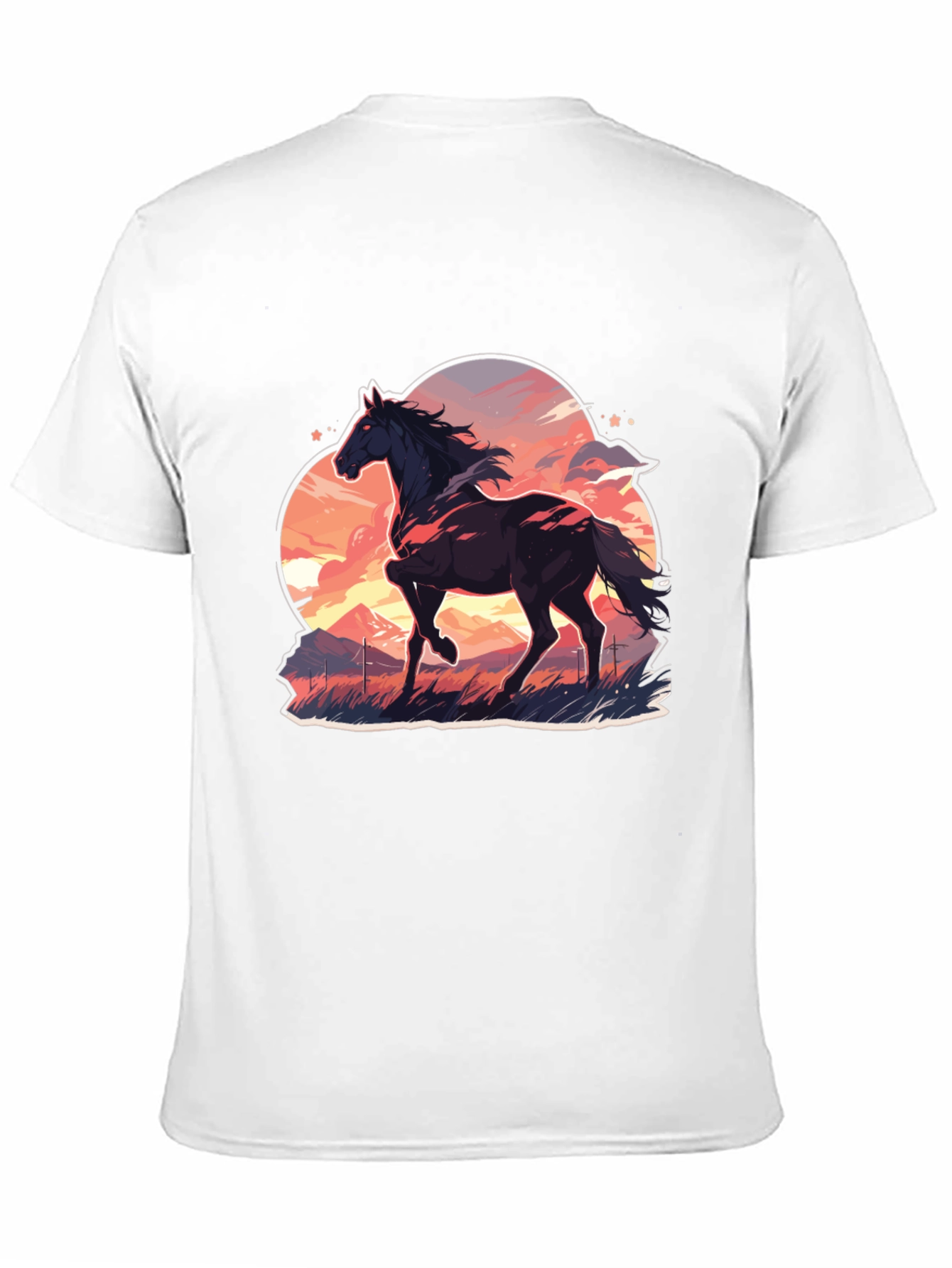 Horse Graphic Tee - Stylish Mens Black T-Shirt