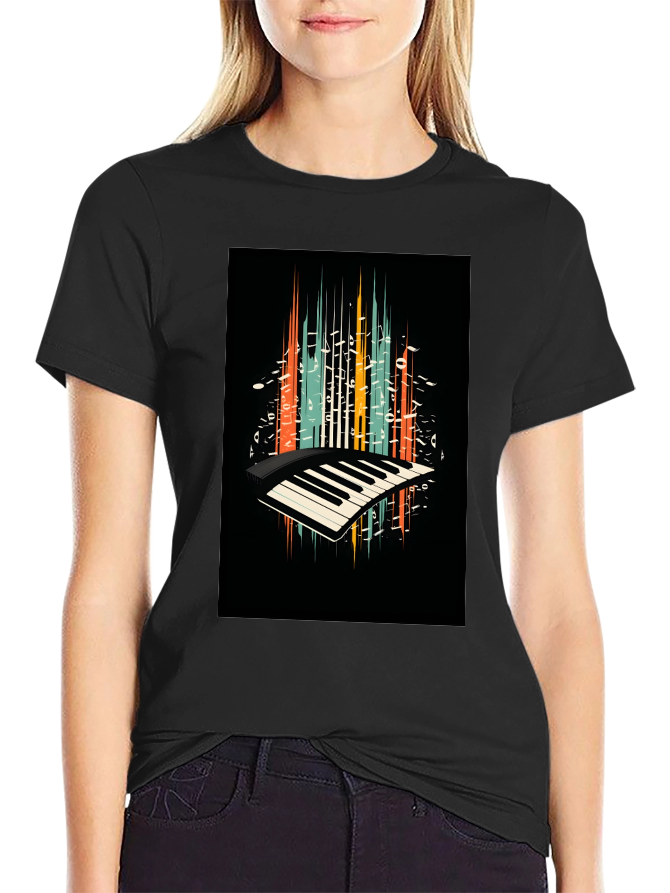 Retro Piano Keys Graphic Tee - Music Lover T-Shirt