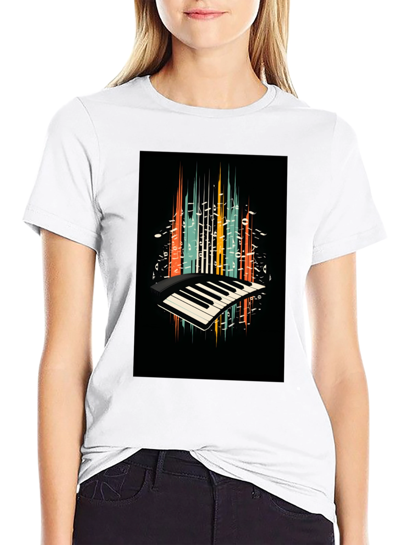 Retro Piano Keys Graphic Tee - Music Lover T-Shirt