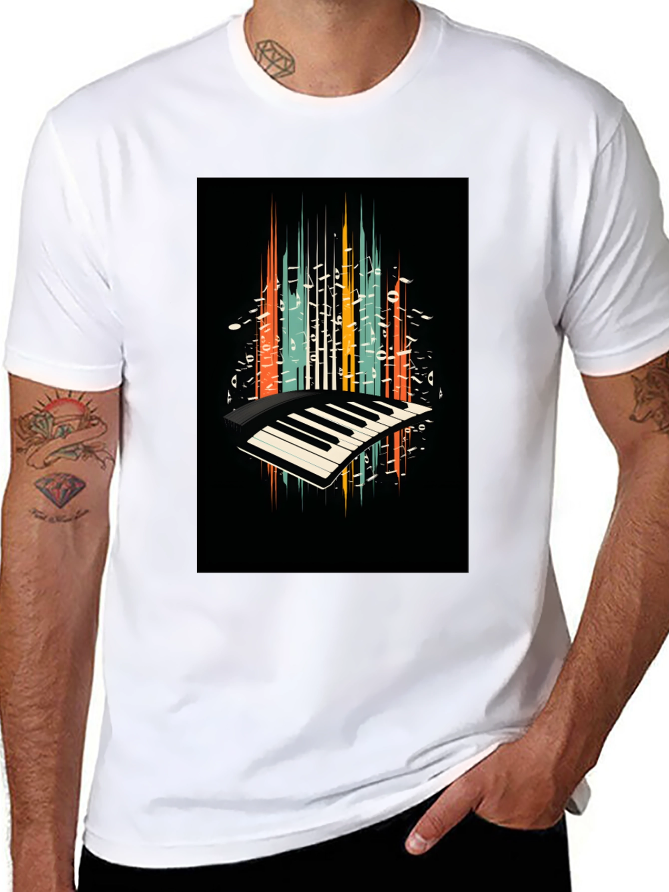 Retro Piano Keys Graphic Tee - Music Lover T-Shirt