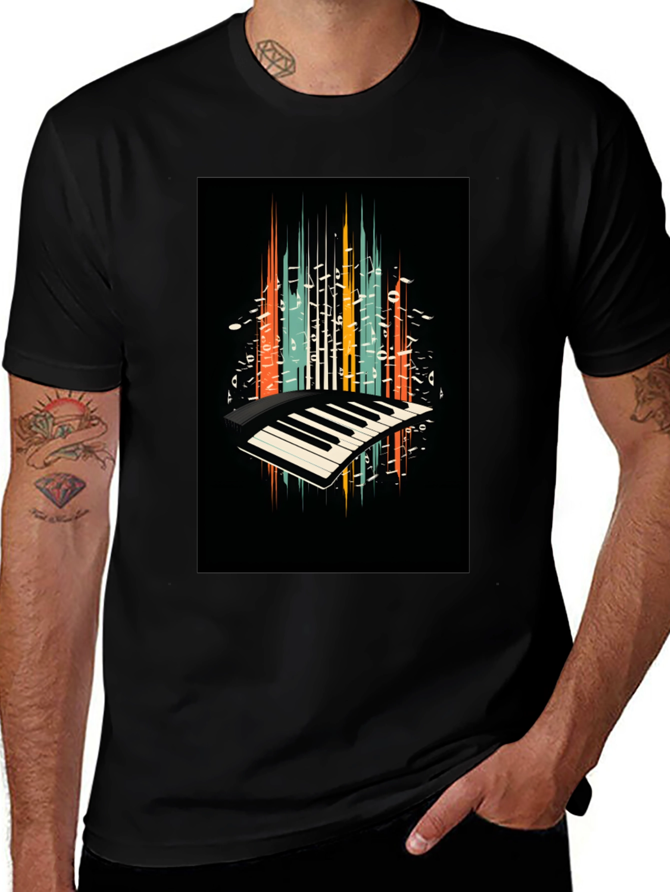Retro Piano Keys Graphic Tee - Music Lover T-Shirt