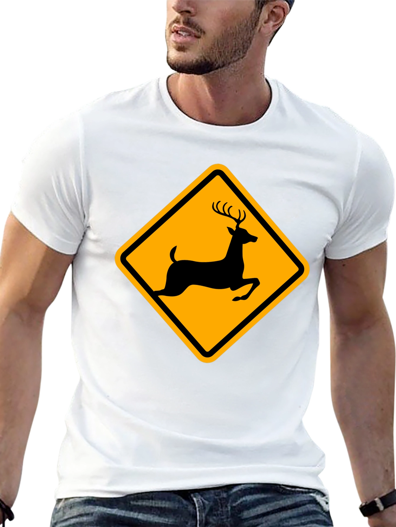 Deer Crossing Black T-Shirt - Wildlife Apparel