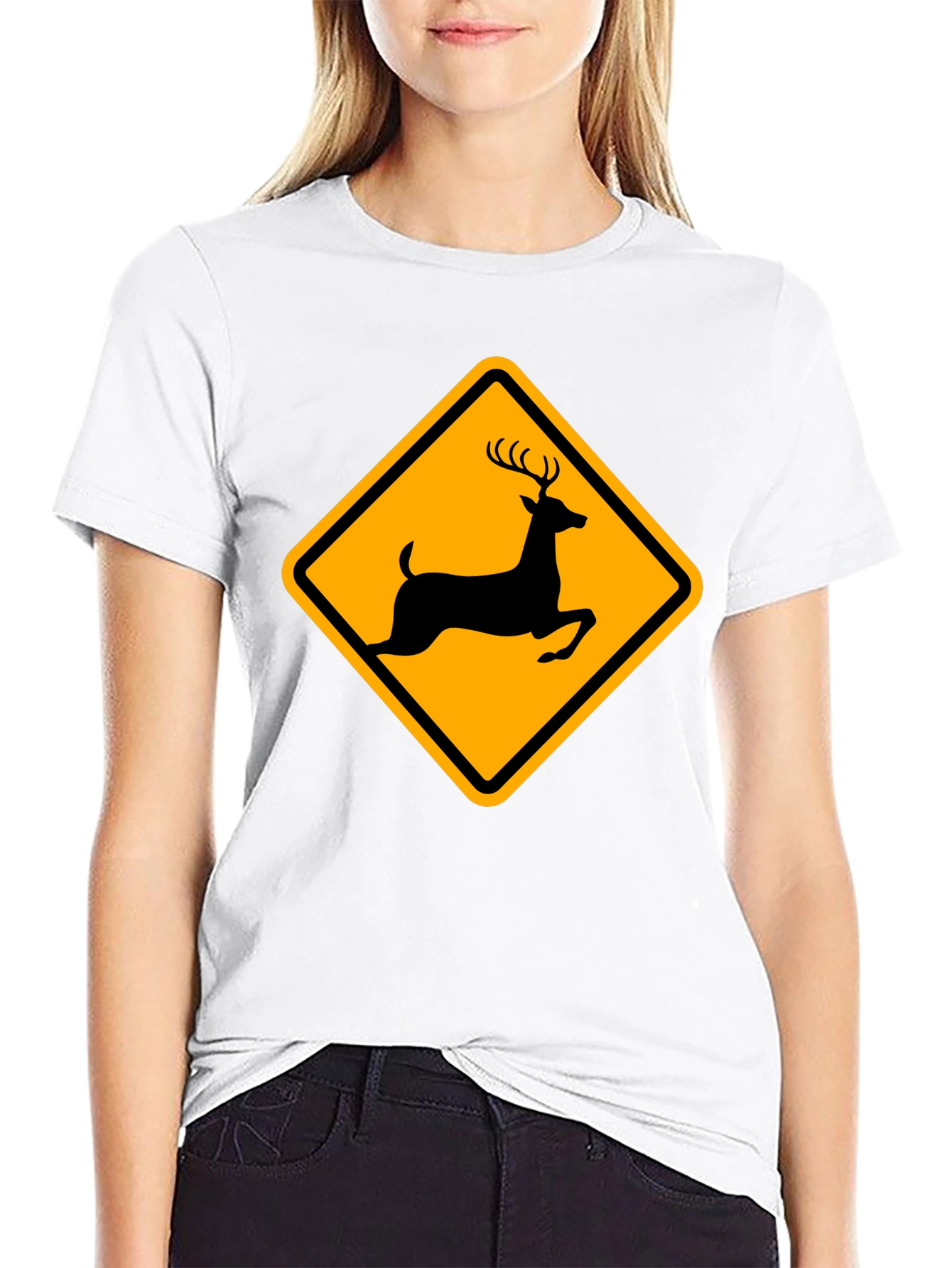 Deer Crossing Black T-Shirt - Wildlife Apparel