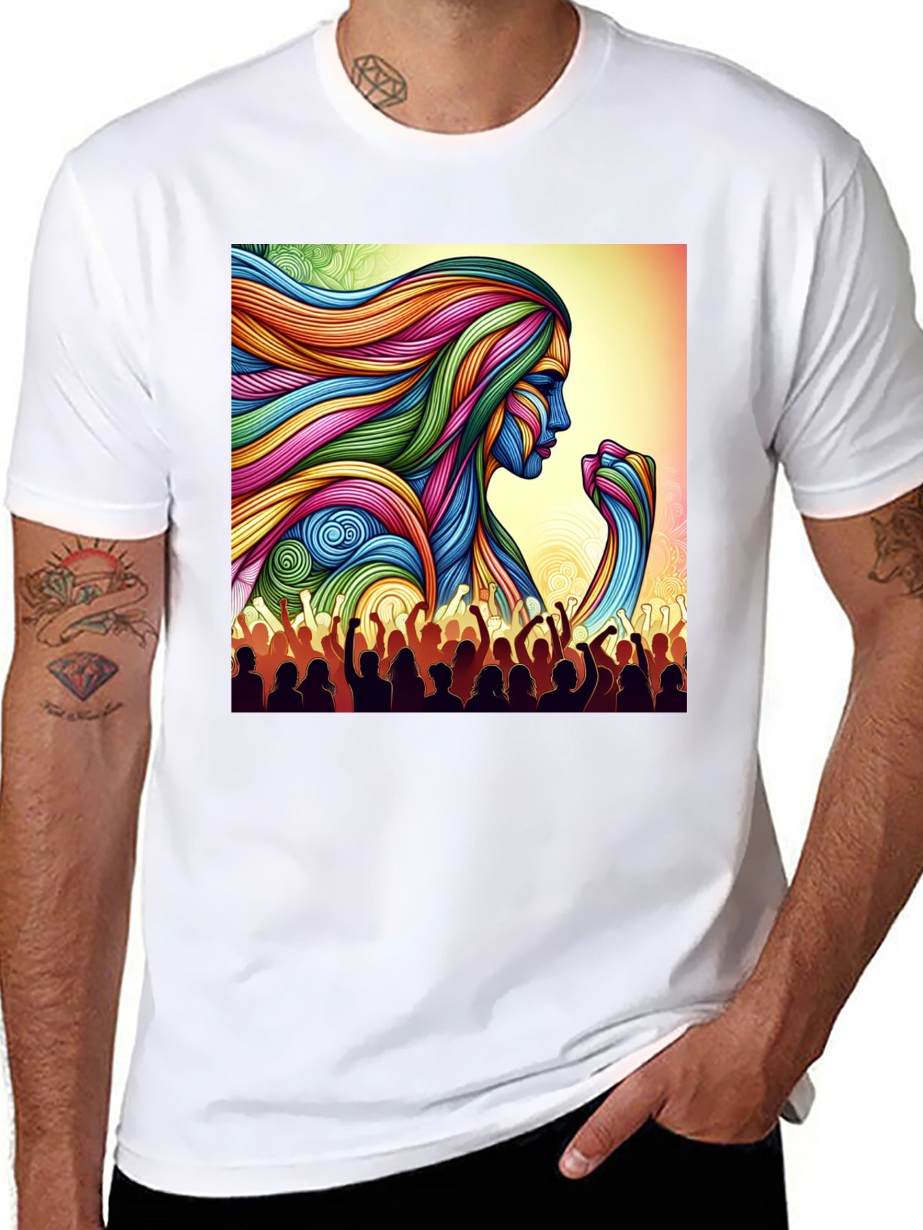 Empowered Woman Graphic Tee - Vibrant Art Design