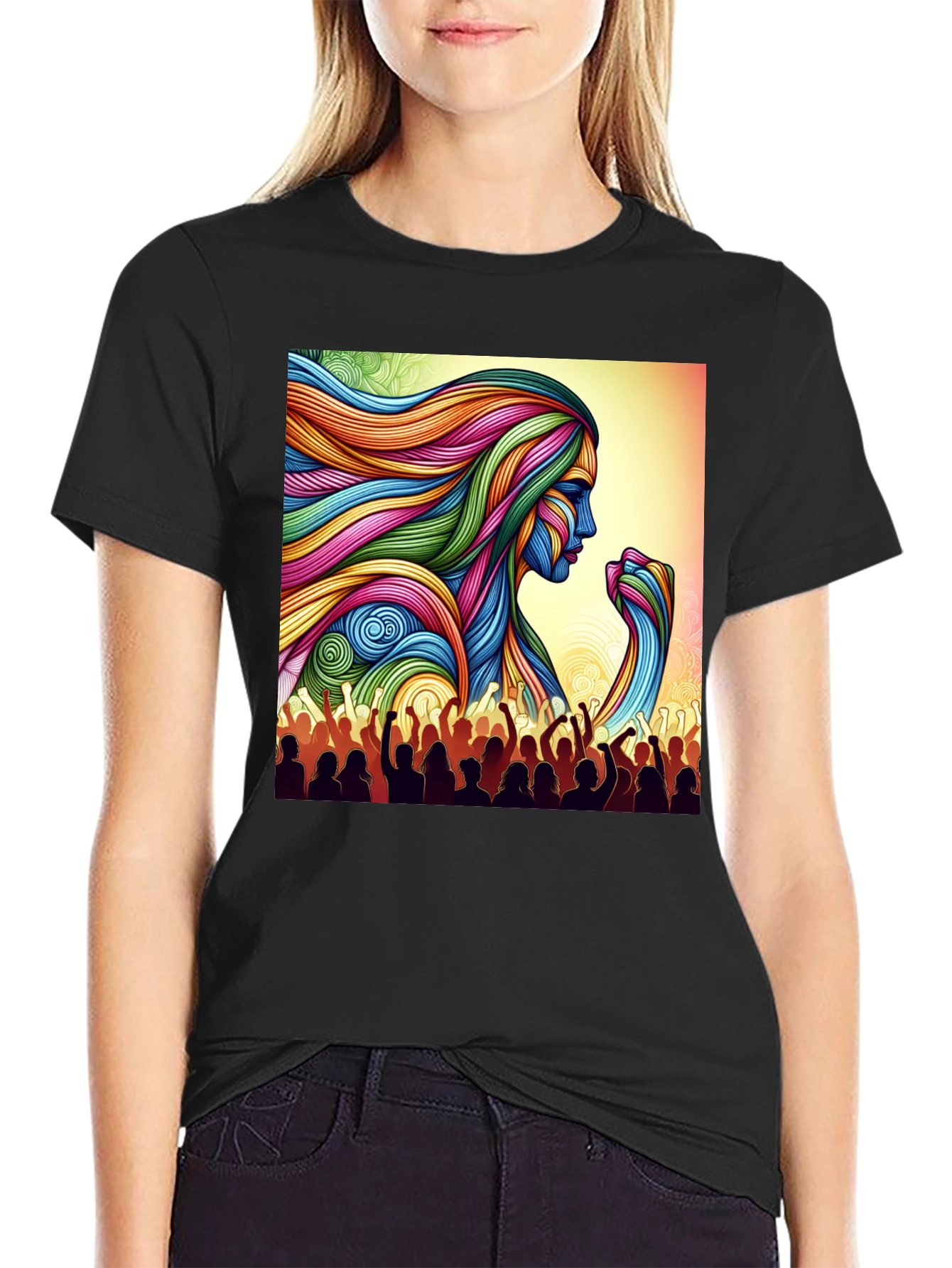 Empowered Woman Graphic Tee - Vibrant Art Design