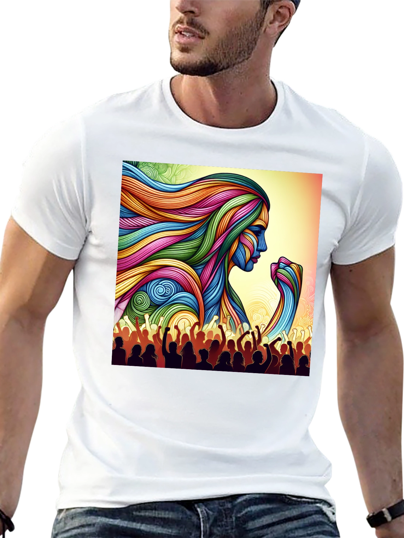 Empowered Woman Graphic Tee - Vibrant Art Design