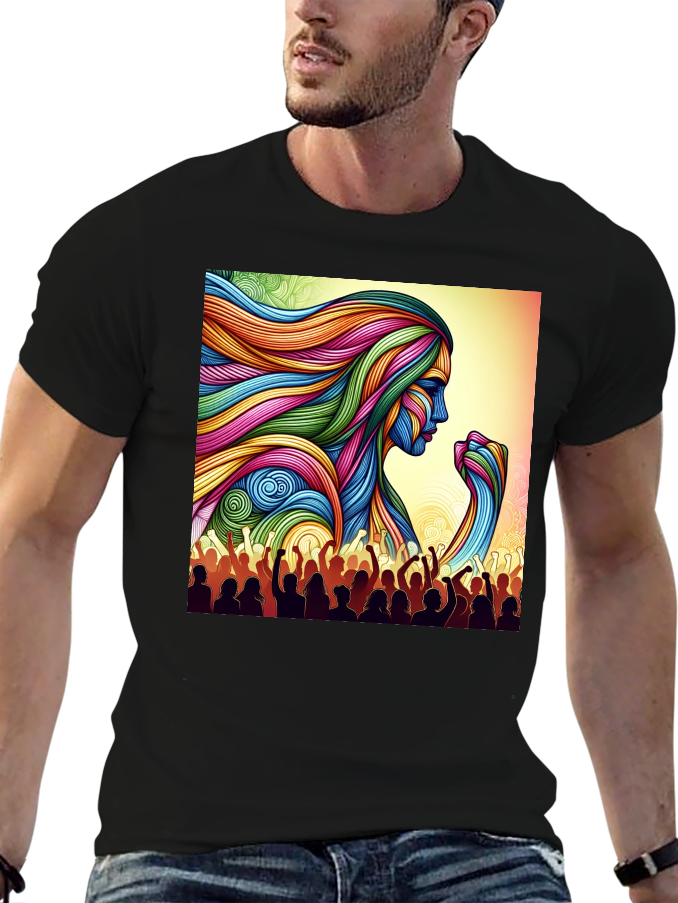 Empowered Woman Graphic Tee - Vibrant Art Design