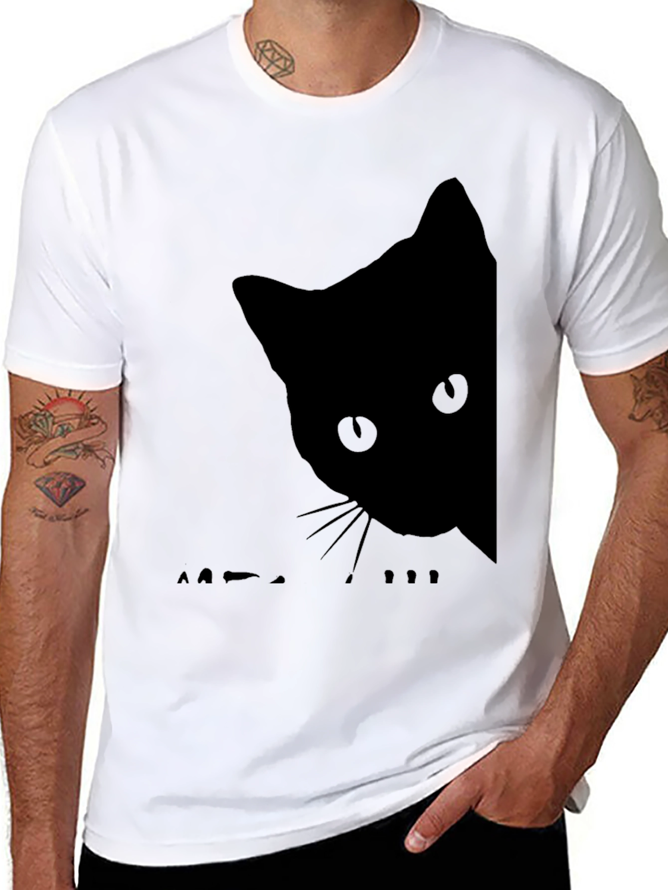 Black Cat Peek T-Shirt - Soft Cotton Blend