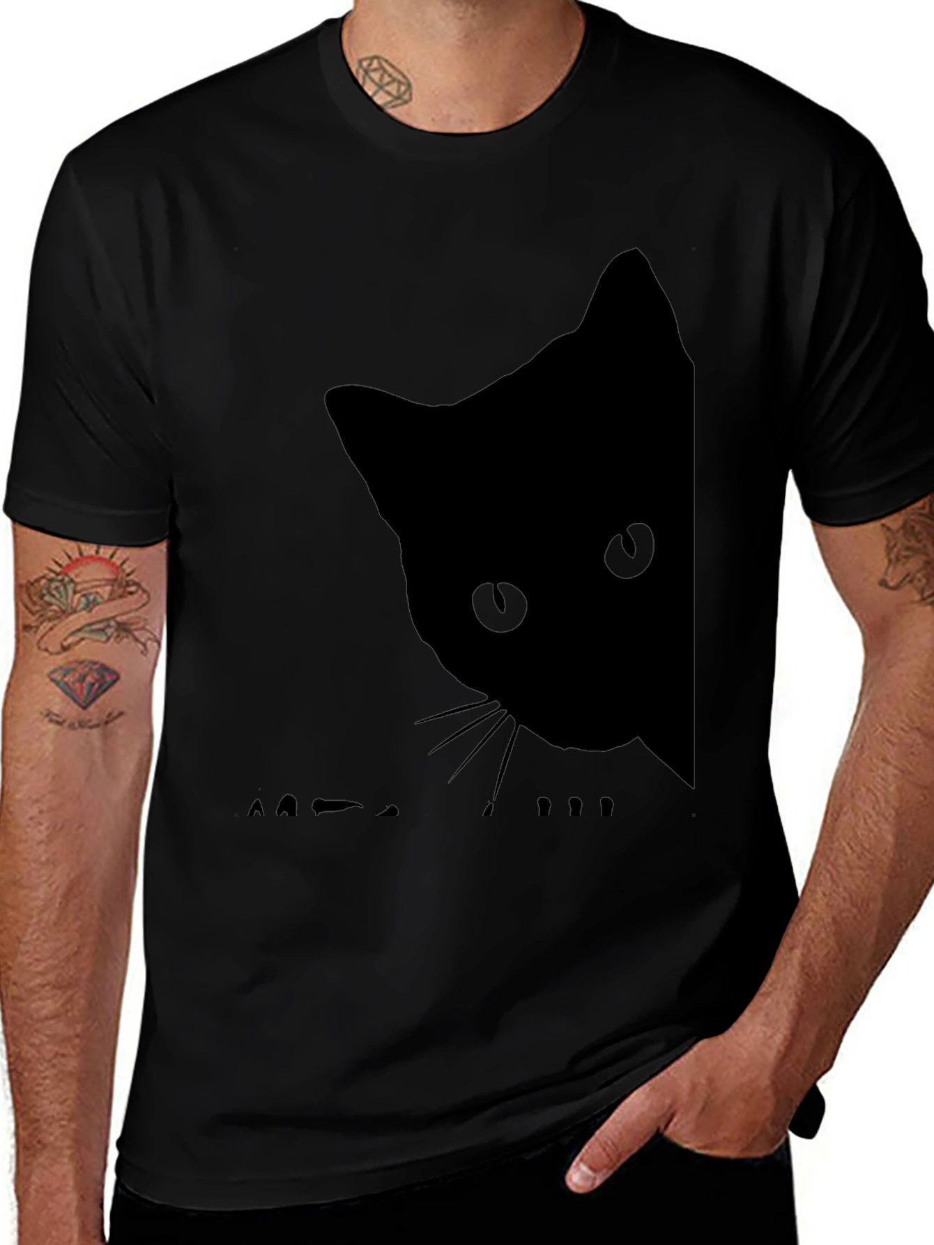 Black Cat Peek T-Shirt - Soft Cotton Blend