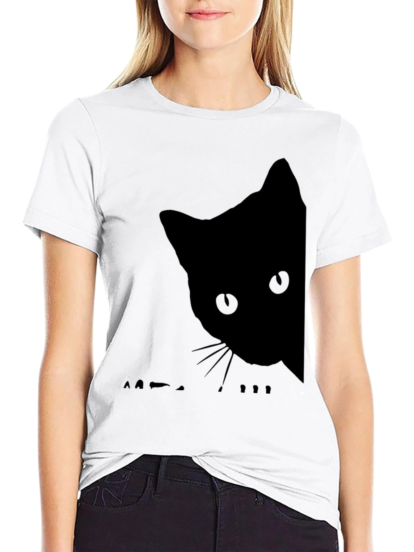 Black Cat Peek T-Shirt - Soft Cotton Blend