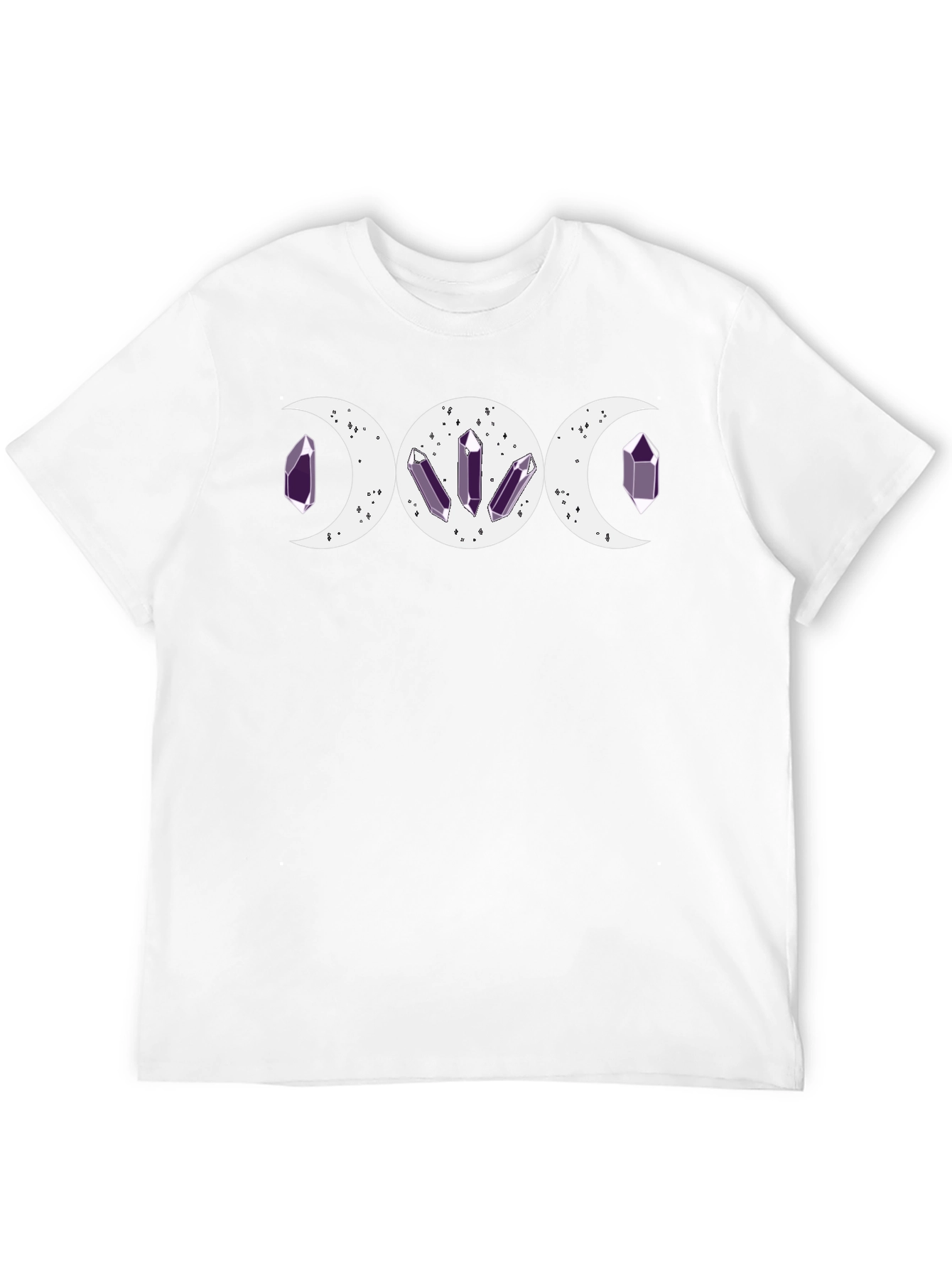 Triple Moon Goddess Black T-Shirt with Purple Crystals