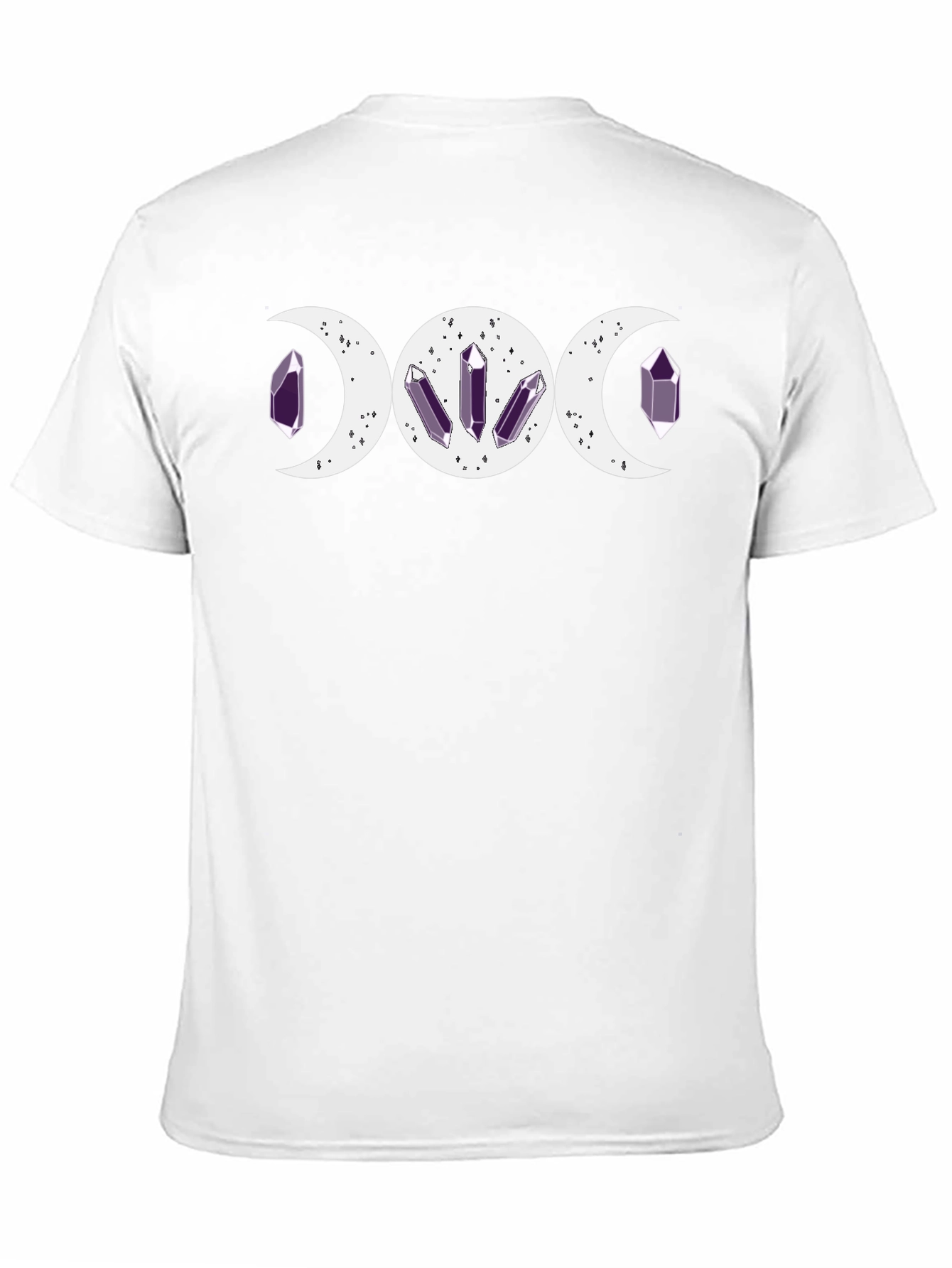 Triple Moon Goddess Black T-Shirt with Purple Crystals