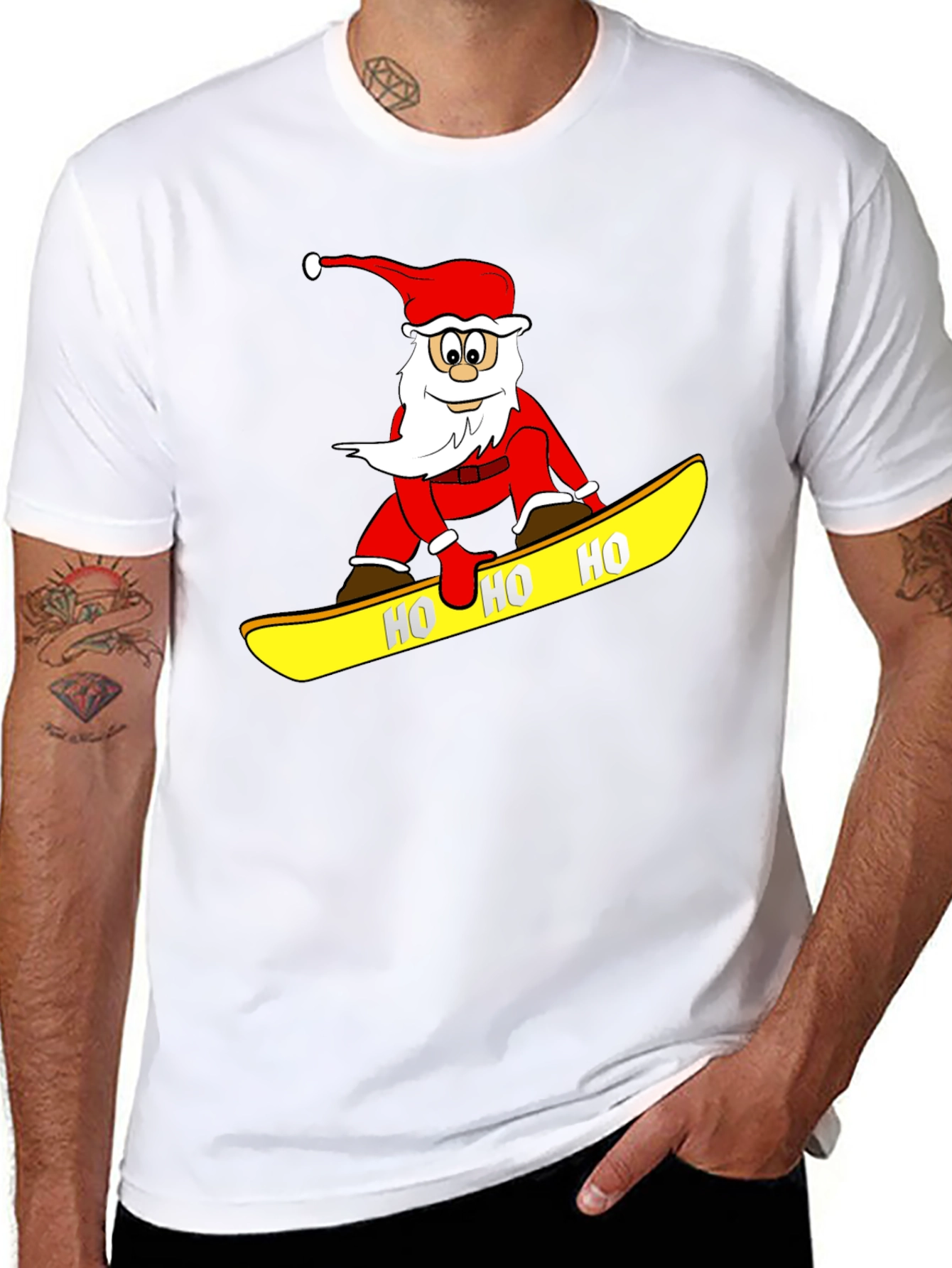 Santa Snowboarding T-Shirt - Holiday Fun!