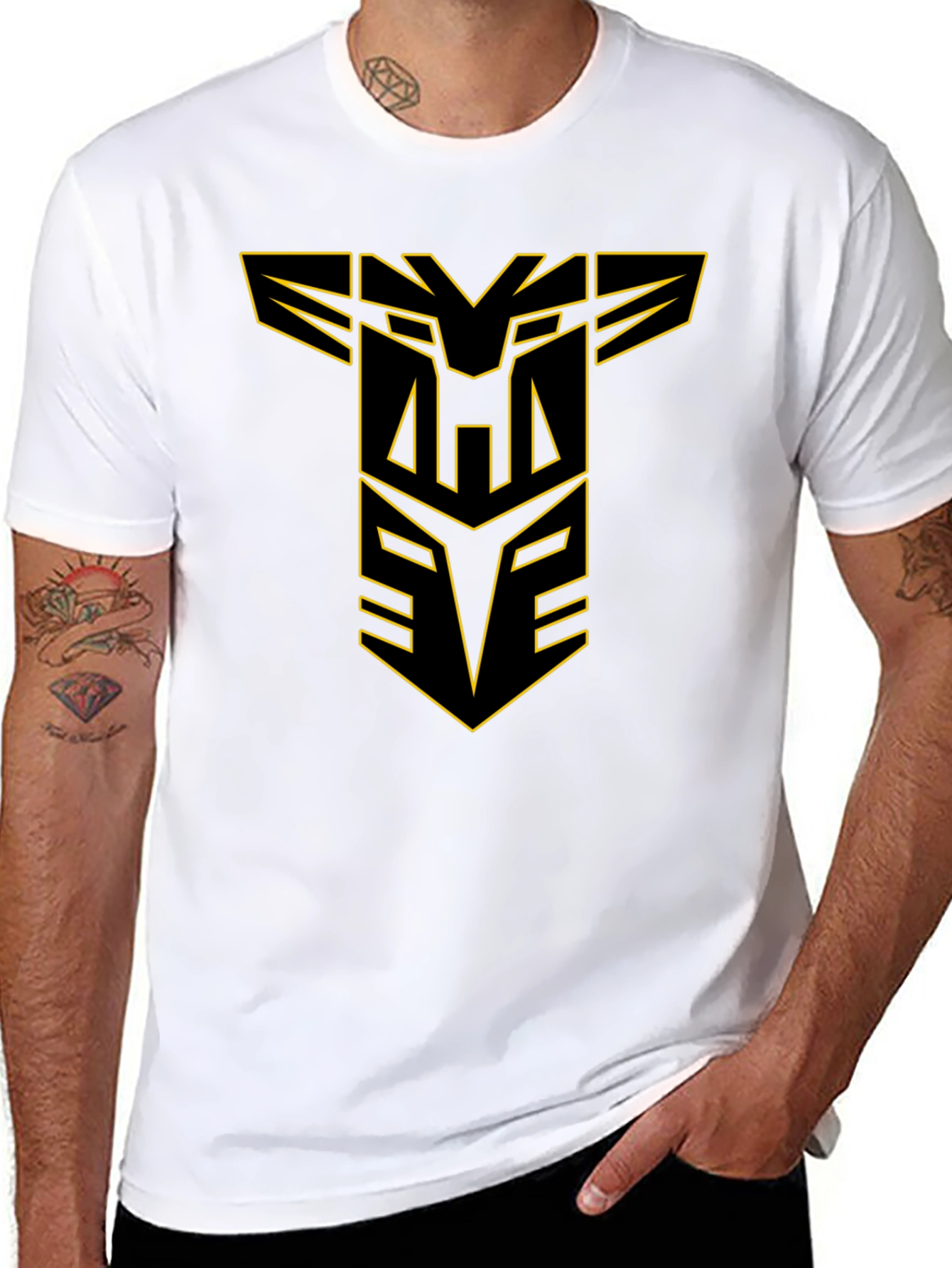 Black T-Shirt with Geometric Design