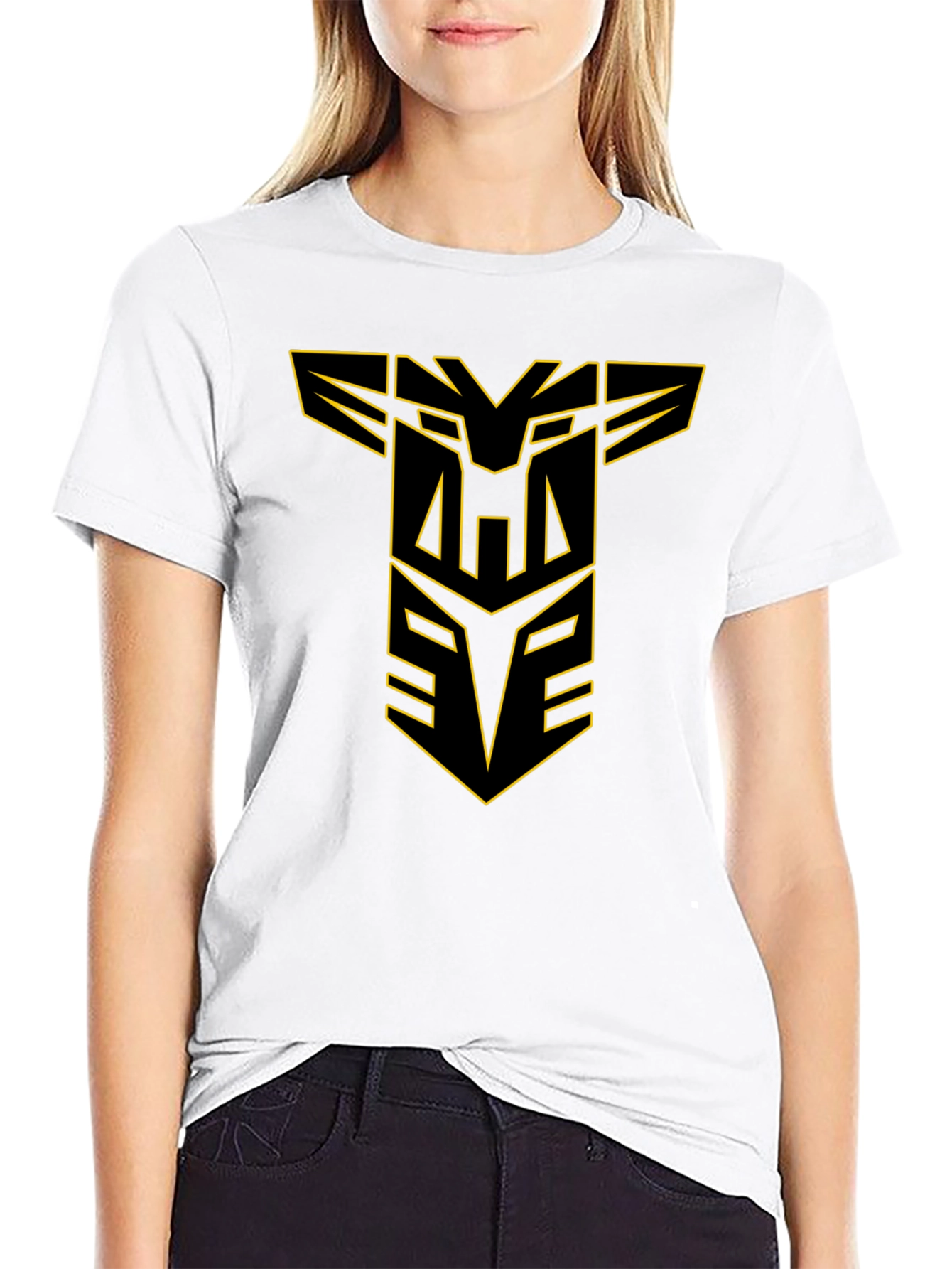 Black T-Shirt with Geometric Design