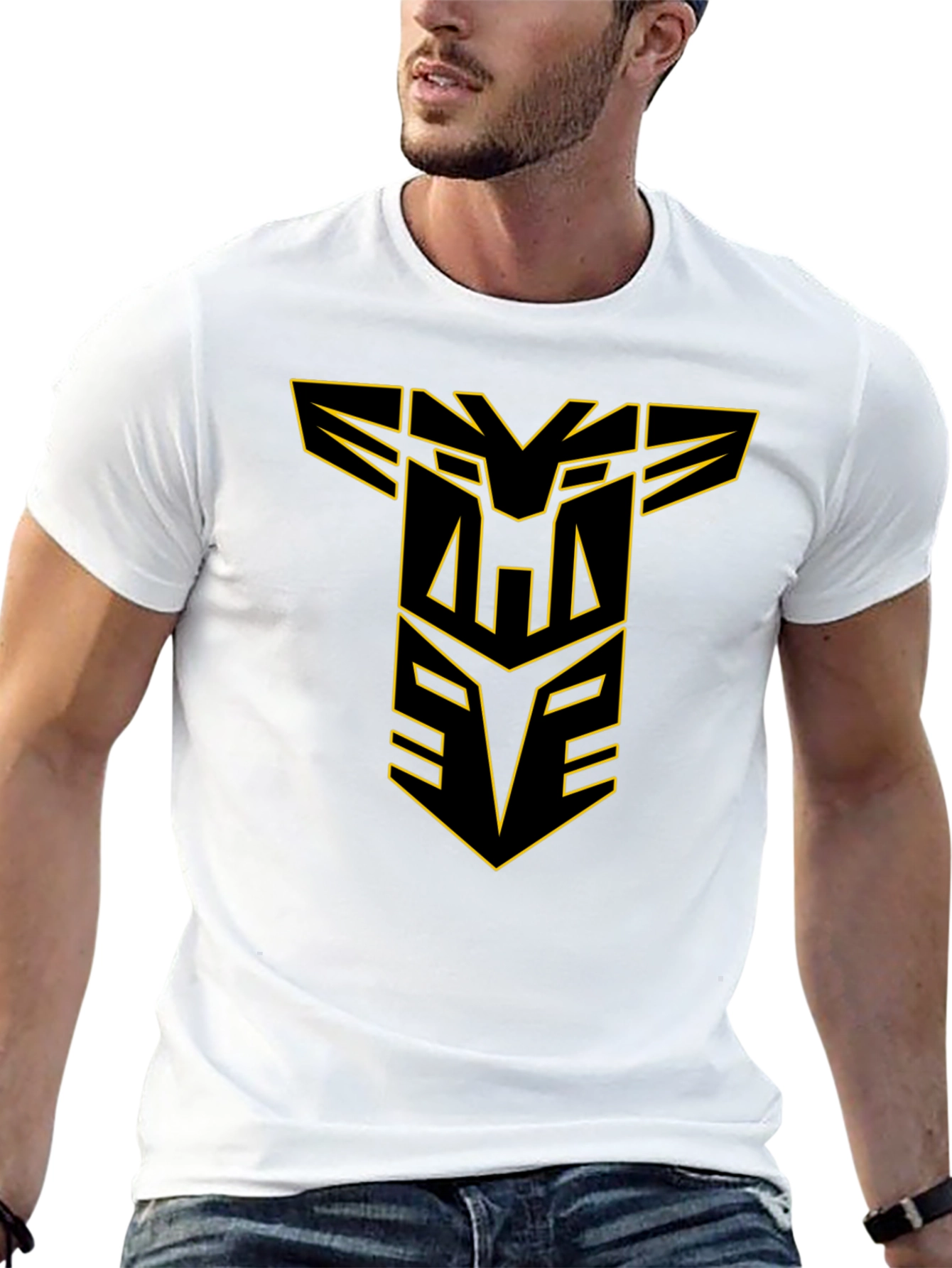 Black T-Shirt with Geometric Design