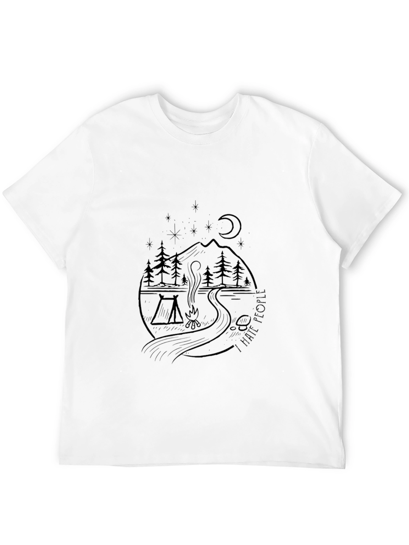 Nature Graphic Black Tee - Camping Adventure Shirt