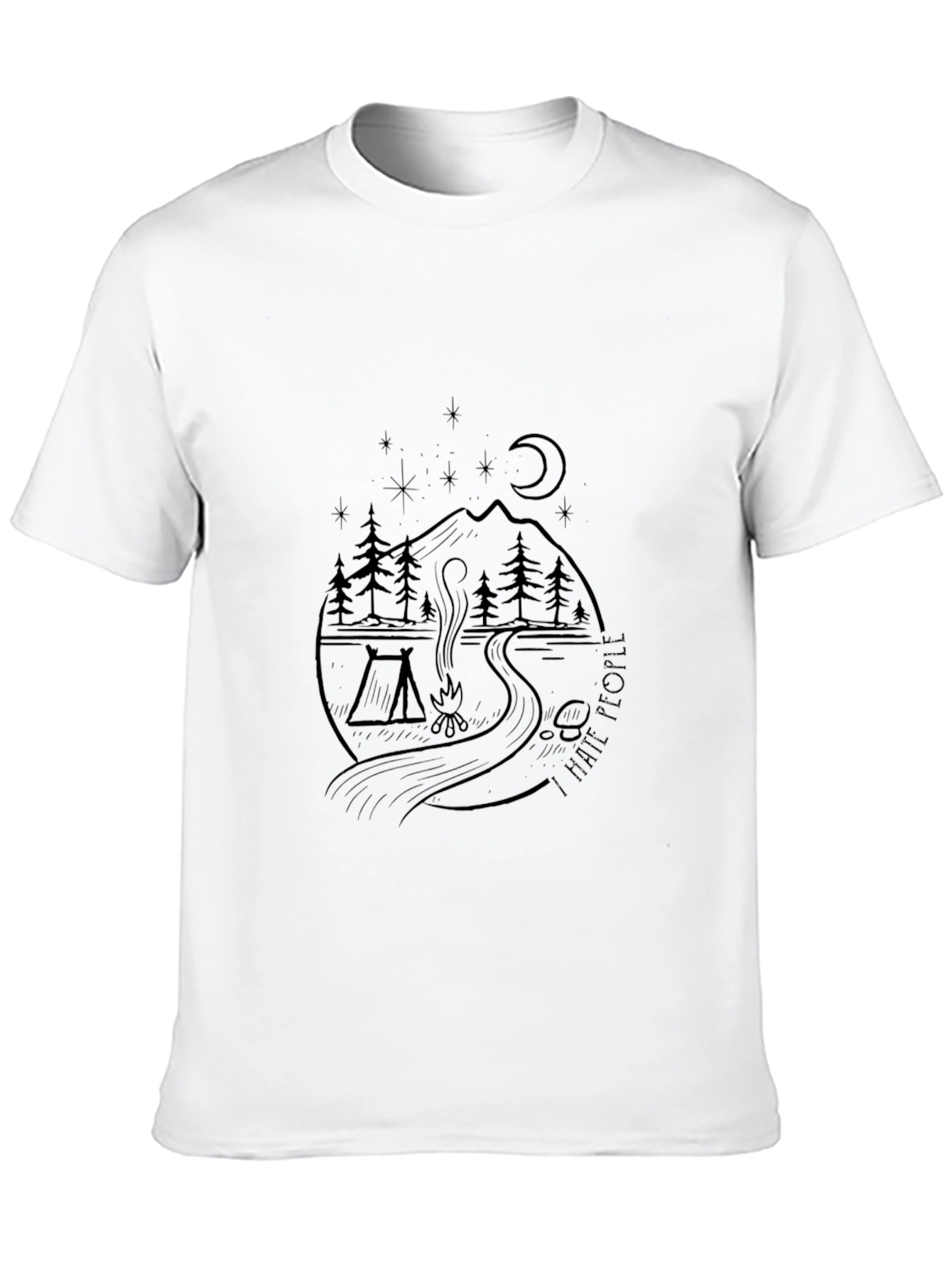 Nature Graphic Black Tee - Camping Adventure Shirt