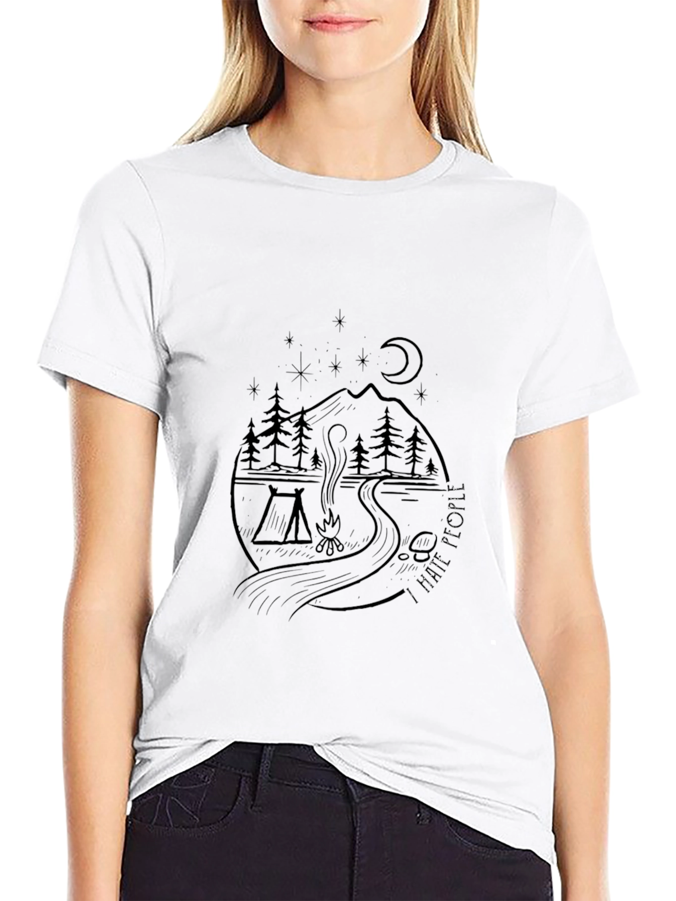 Nature Graphic Black Tee - Camping Adventure Shirt