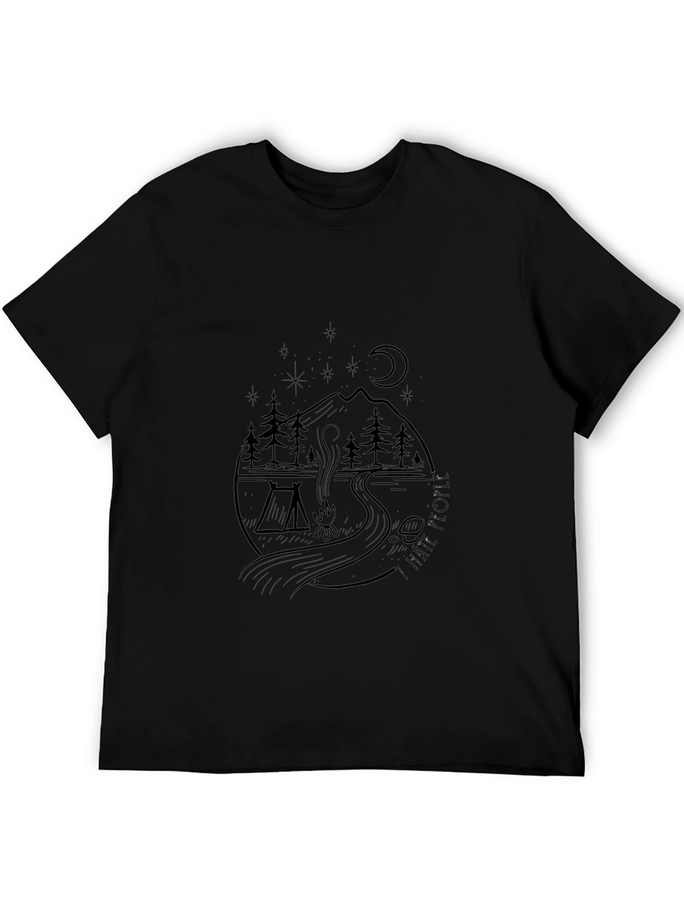 Nature Graphic Black Tee - Camping Adventure Shirt