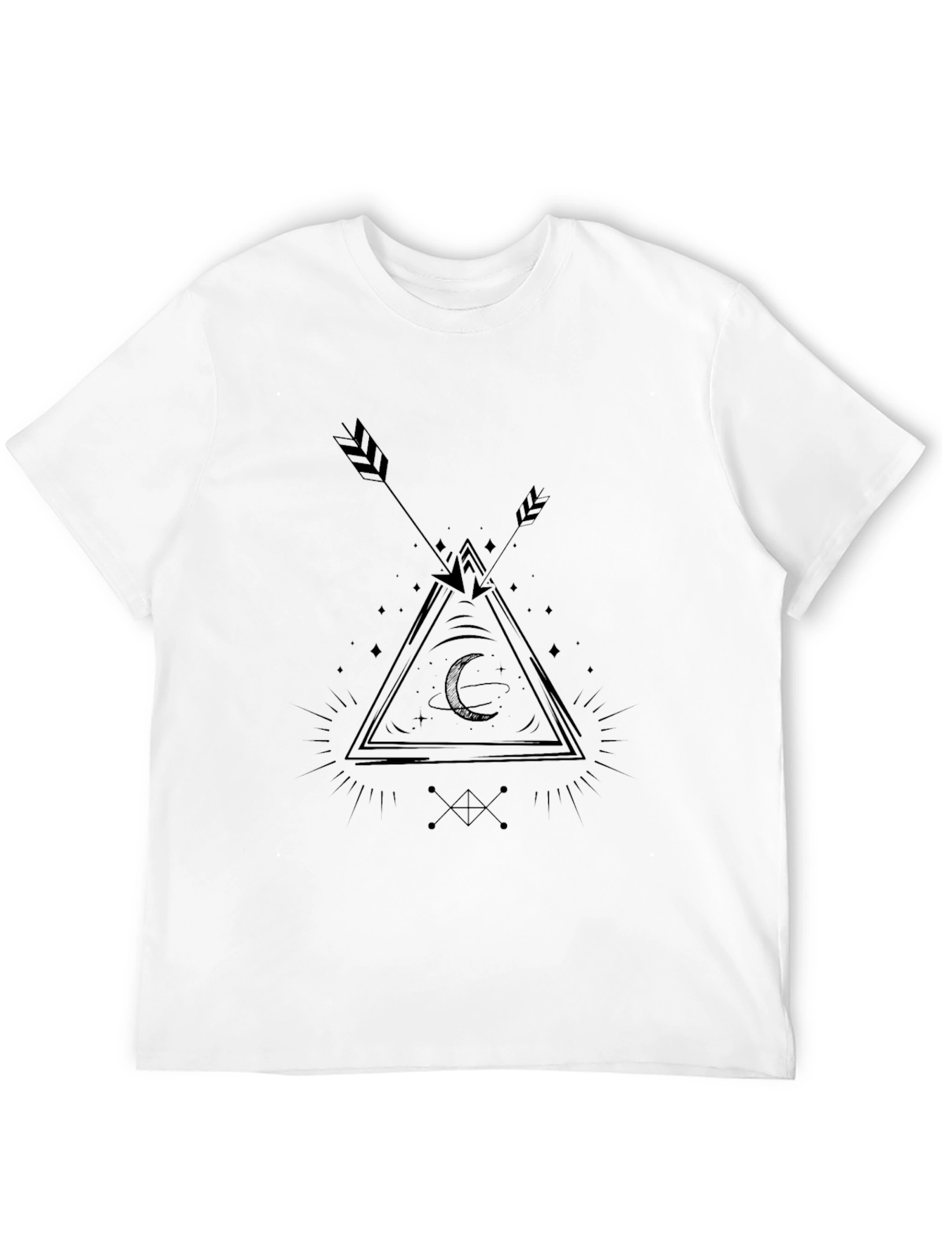 Black Graphic Tee: Arrow & Moon Design