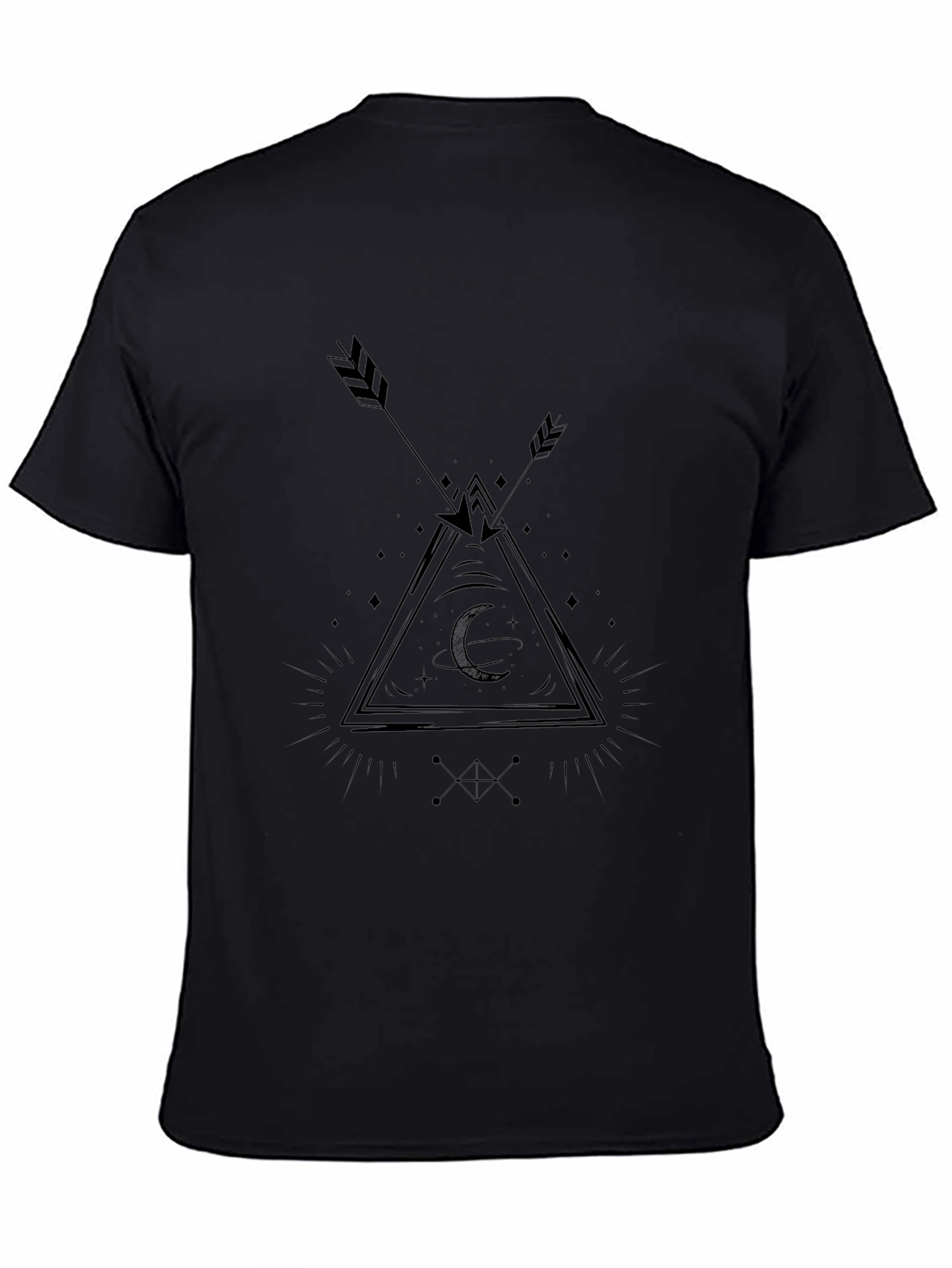 Black Graphic Tee: Arrow & Moon Design