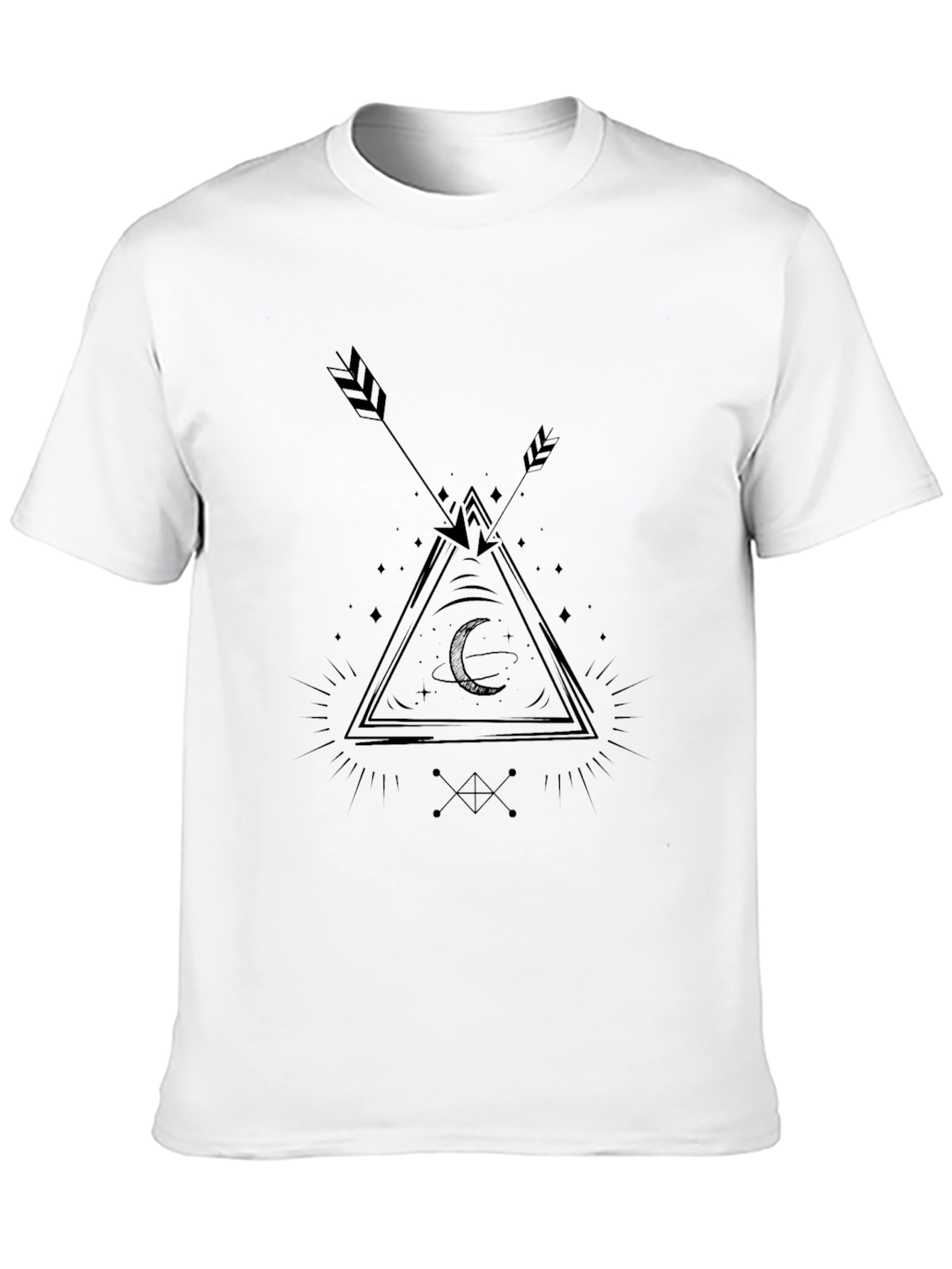 Black Graphic Tee: Arrow & Moon Design