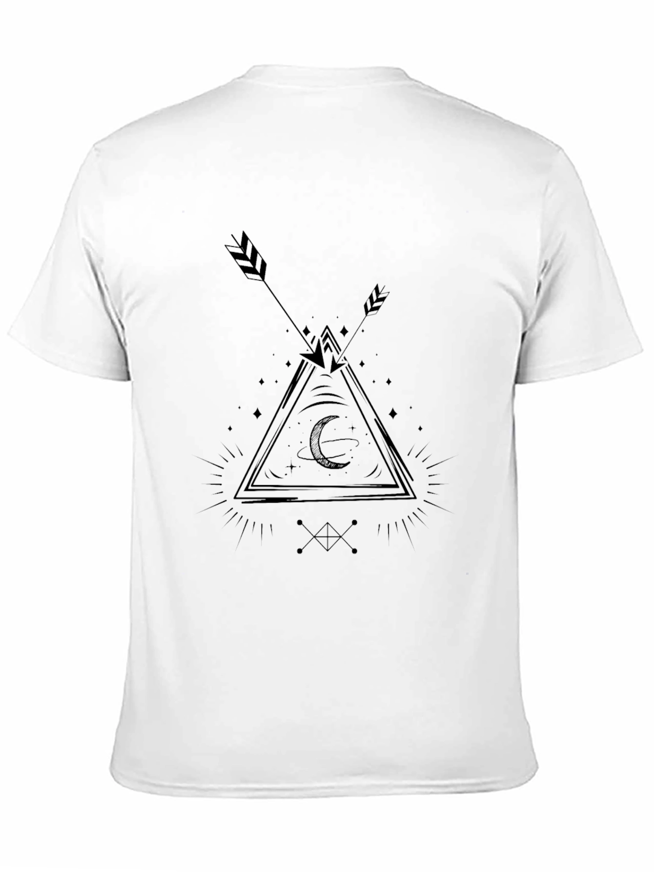 Black Graphic Tee: Arrow & Moon Design
