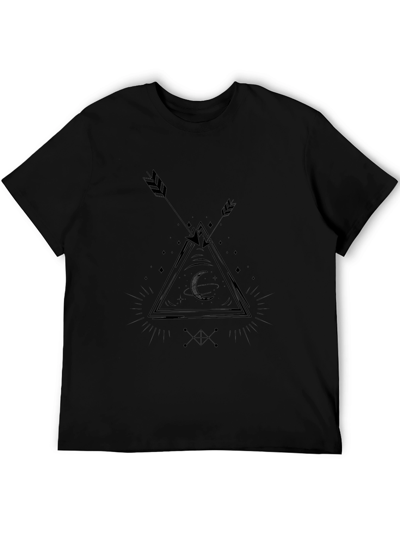 Black Graphic Tee: Arrow & Moon Design