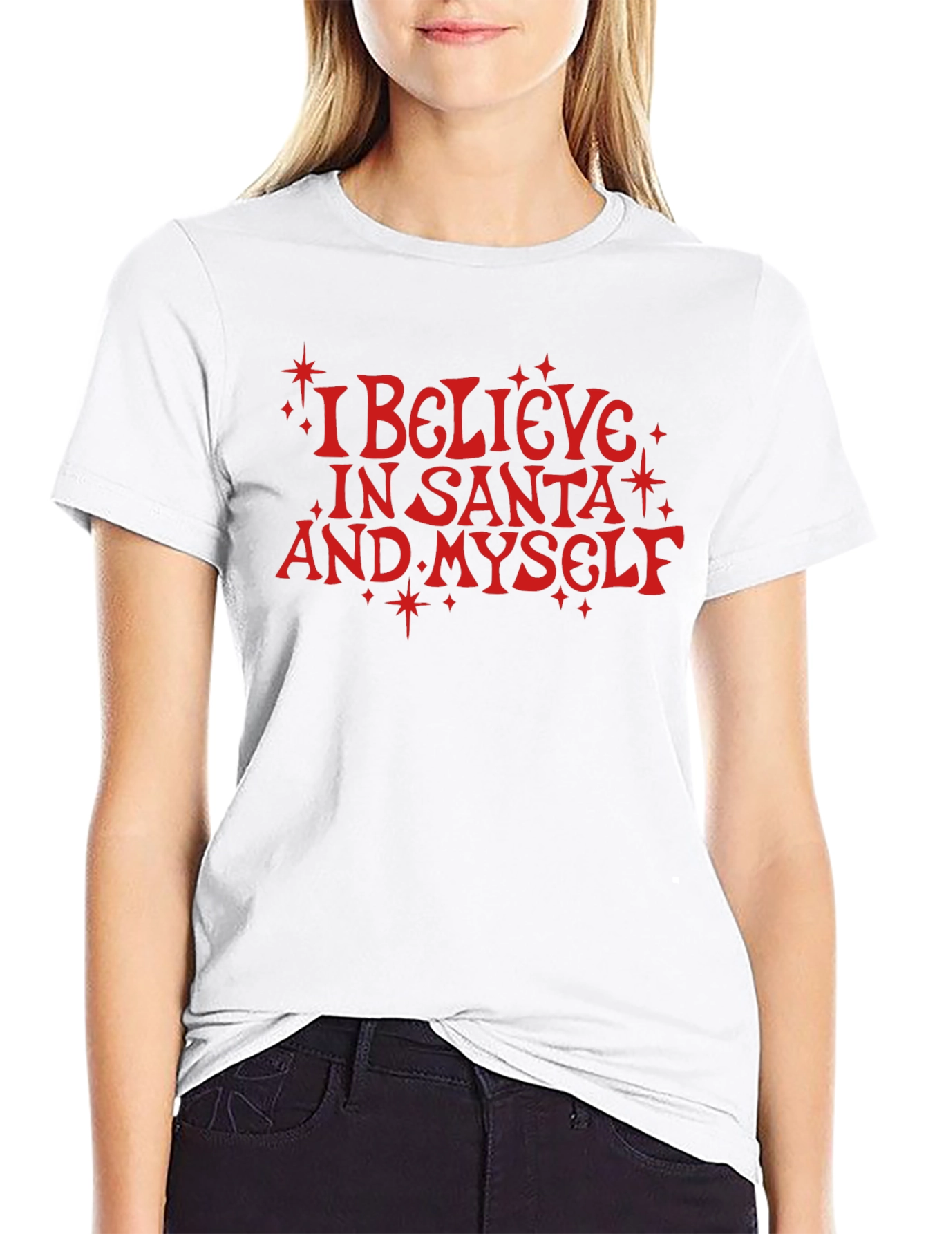 I Believe in Santa and Myself Black Tee