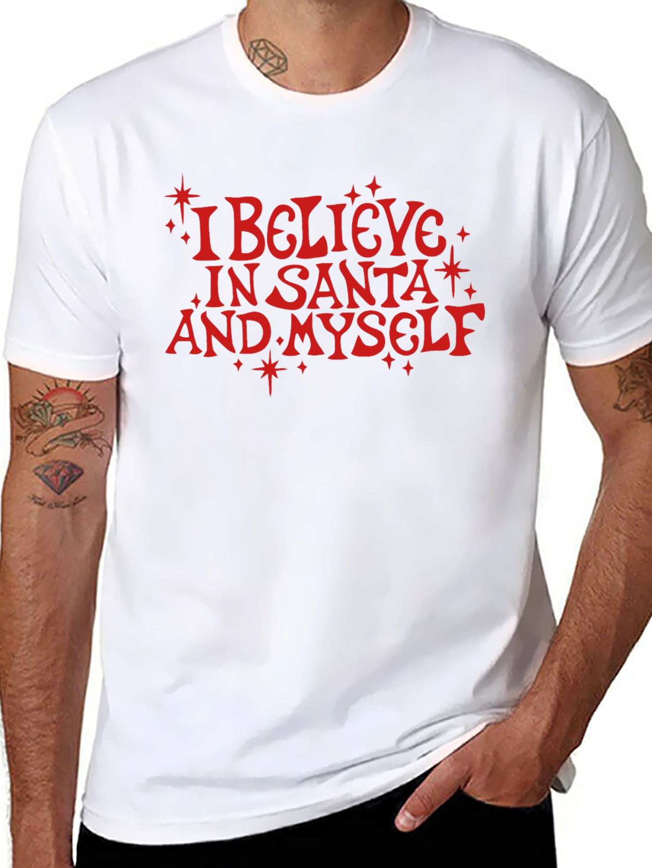 I Believe in Santa and Myself Black Tee