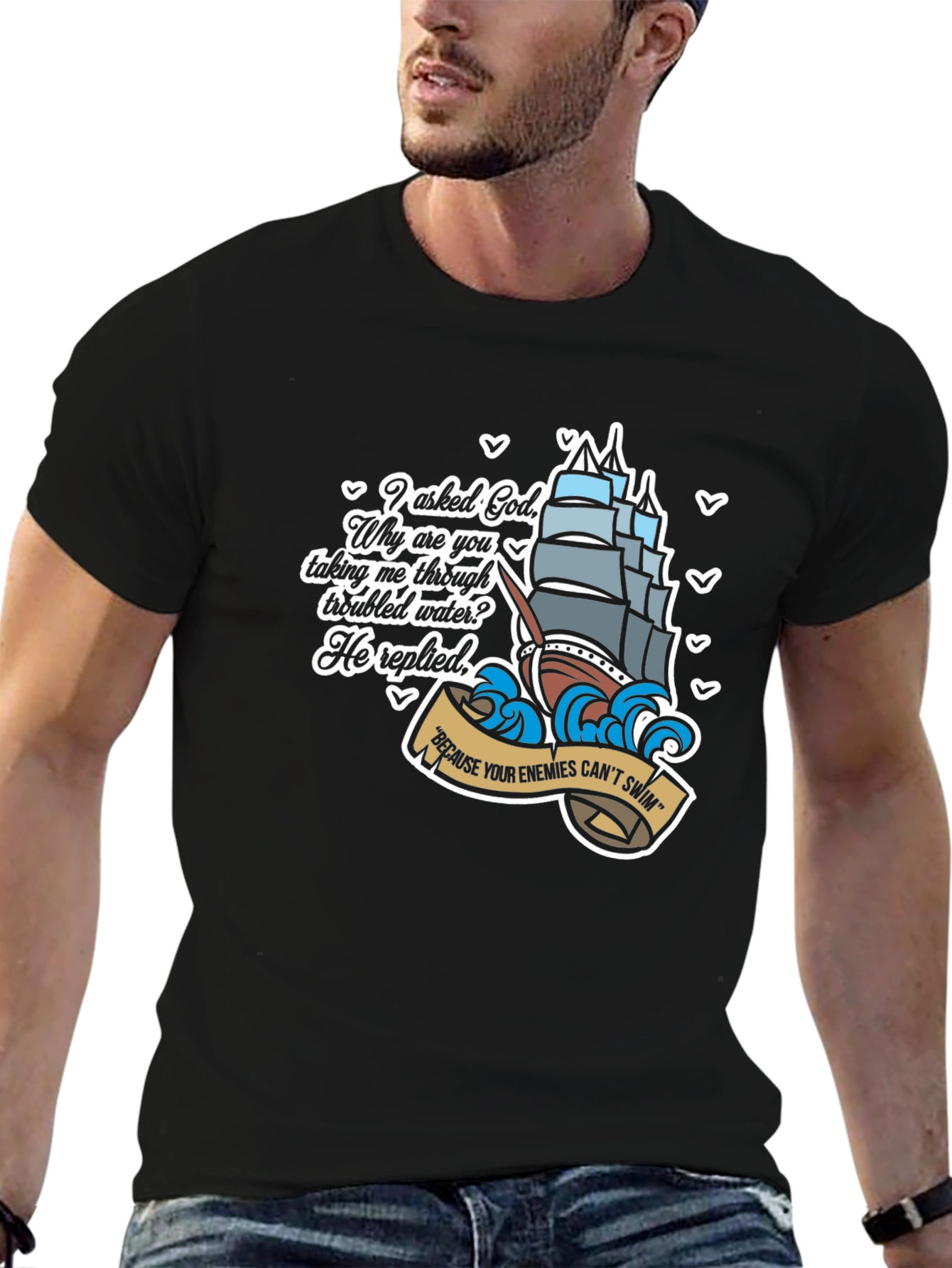 Gods Ship T-Shirt - Enemies Cant Swim
