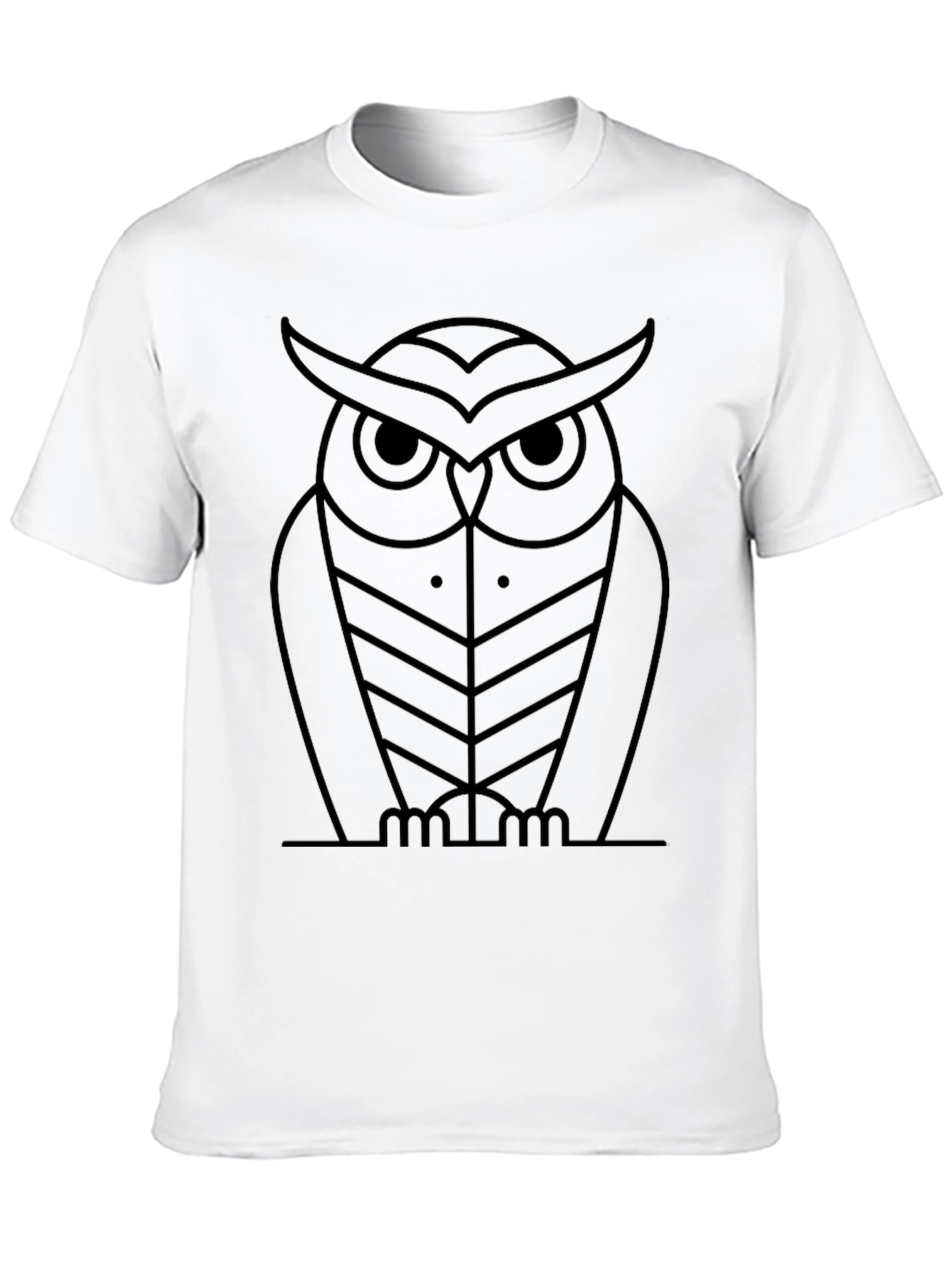 Modern Geometric Owl Graphic Black T-Shirt