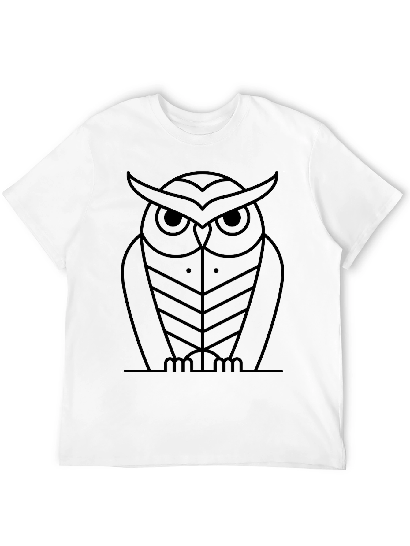 Modern Geometric Owl Graphic Black T-Shirt