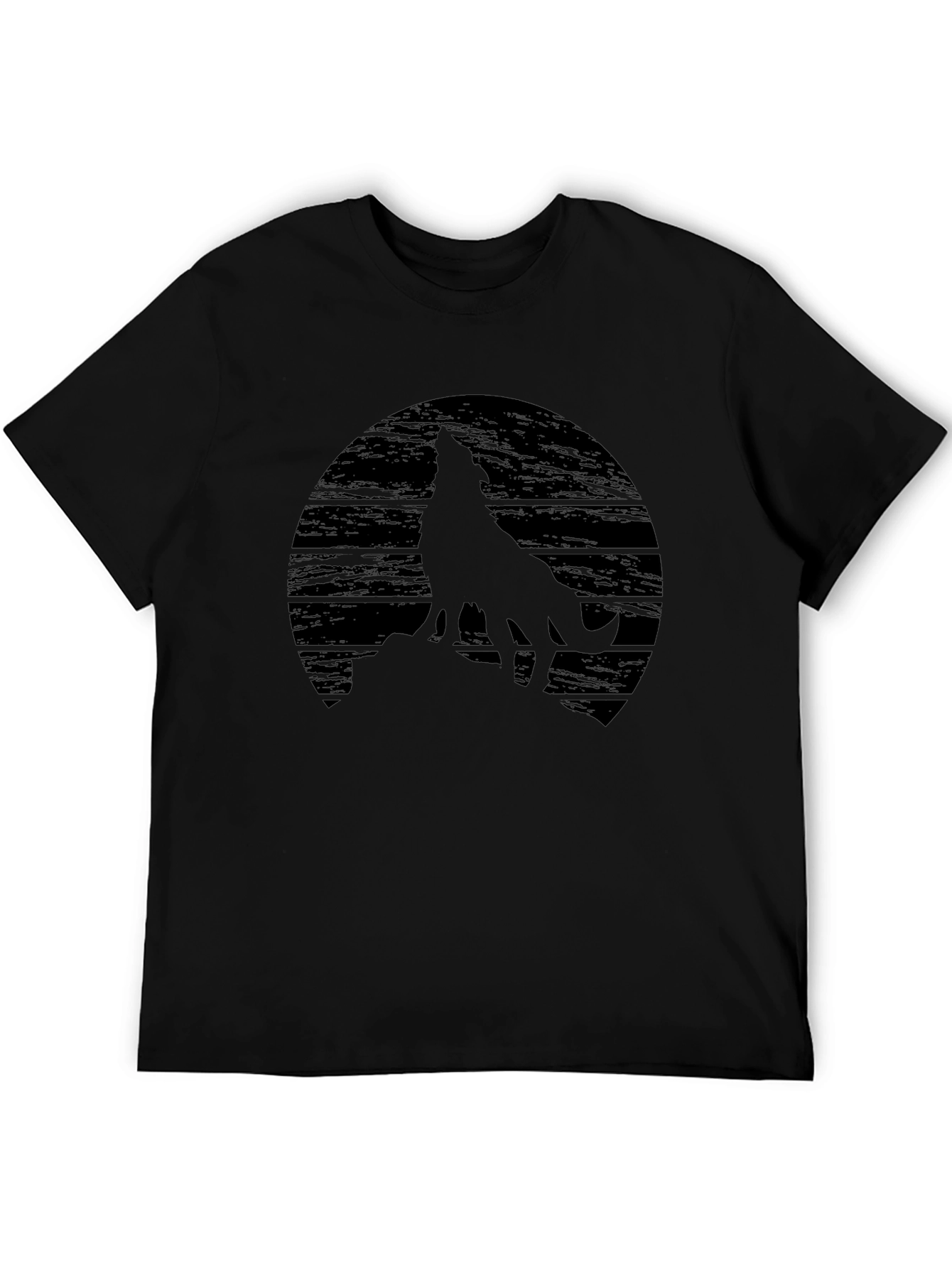 Wolf Silhouette Graphic Black T-Shirt