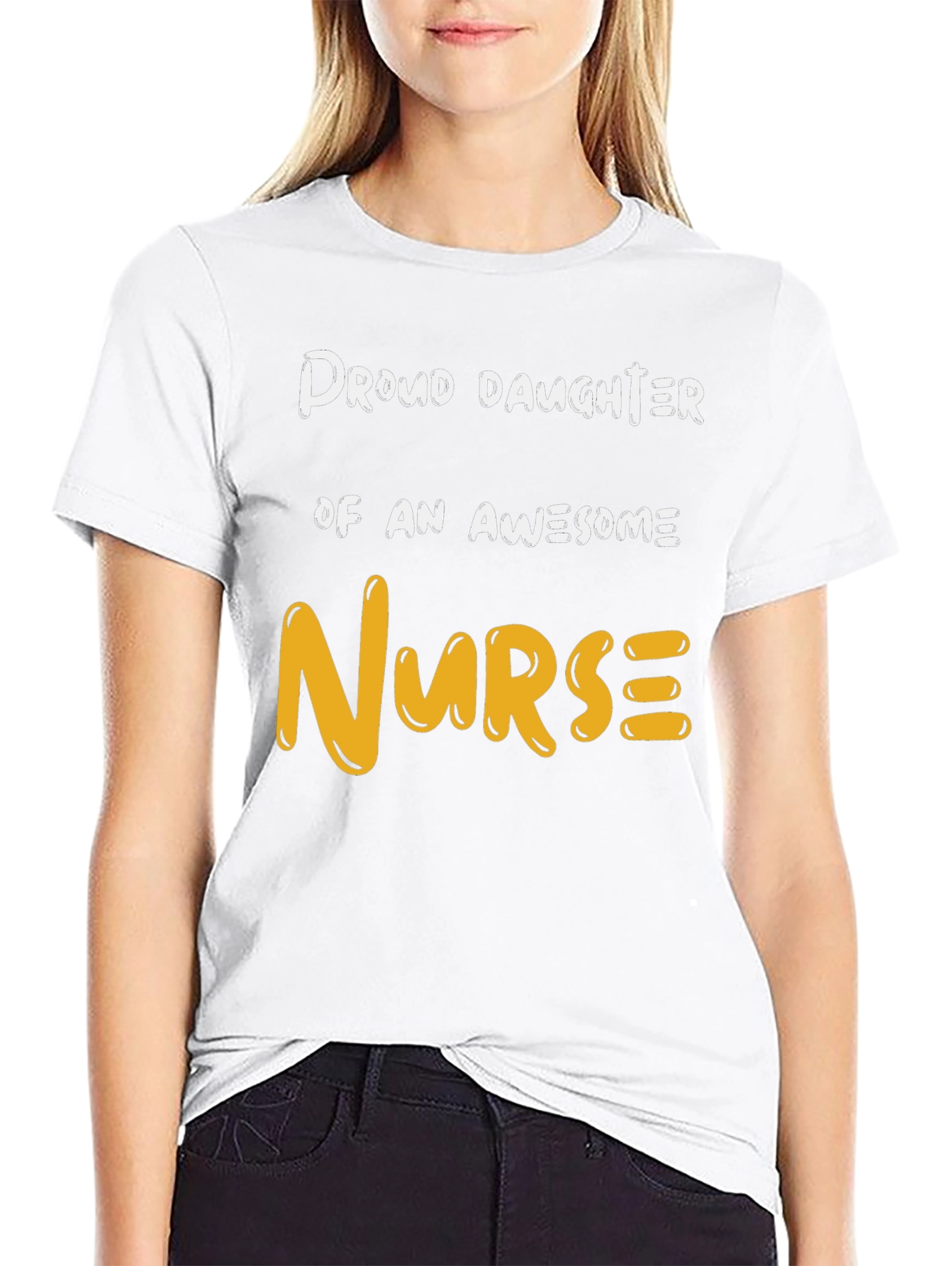 Proud Daughter Awesome Nurse Graphic T-Shirt