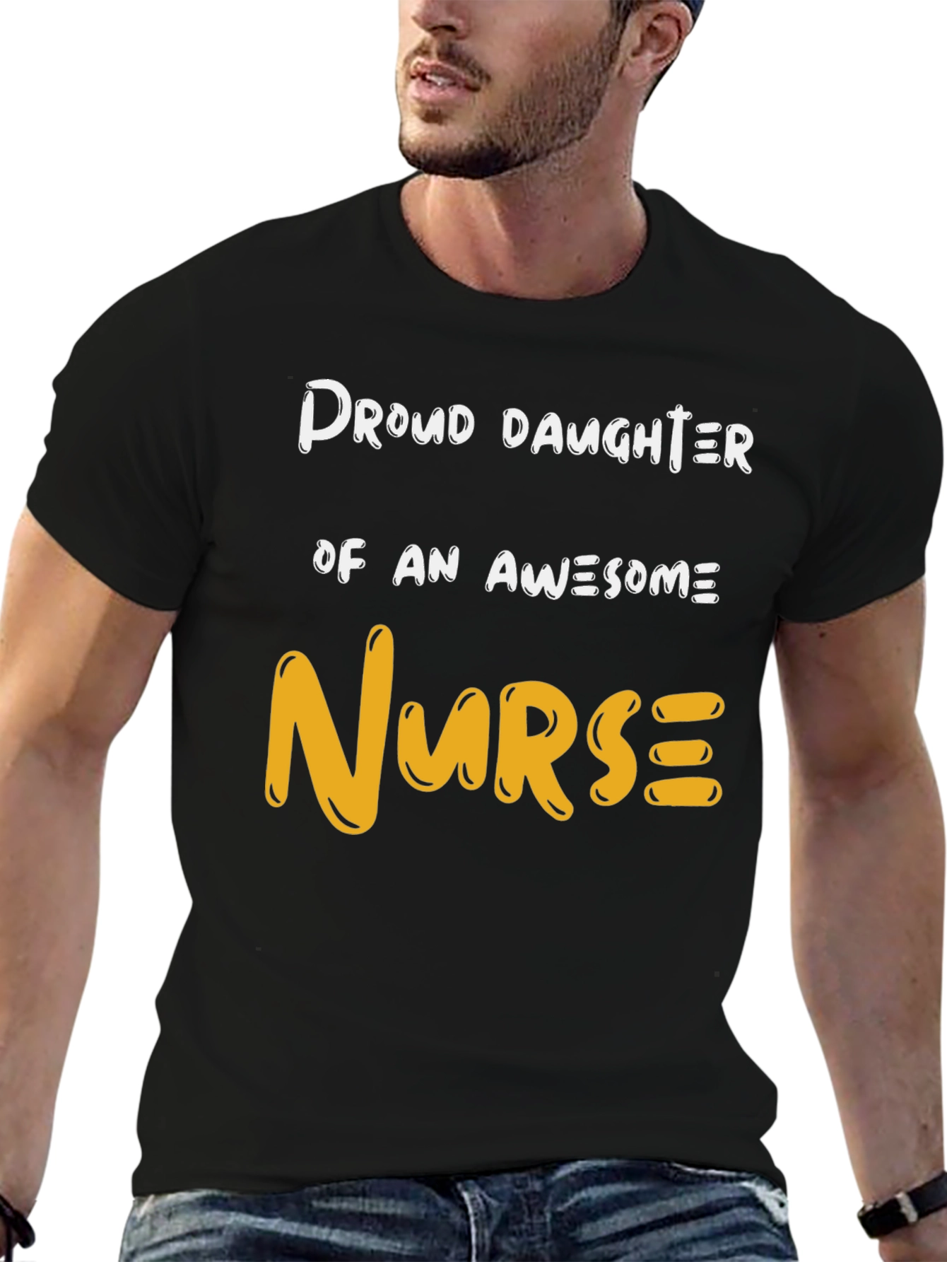 Proud Daughter Awesome Nurse Graphic T-Shirt