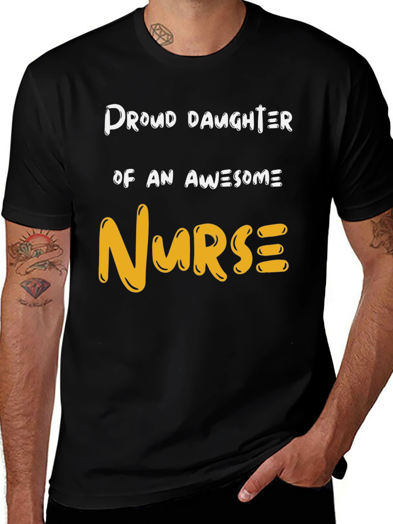 Proud Daughter Awesome Nurse Graphic T-Shirt
