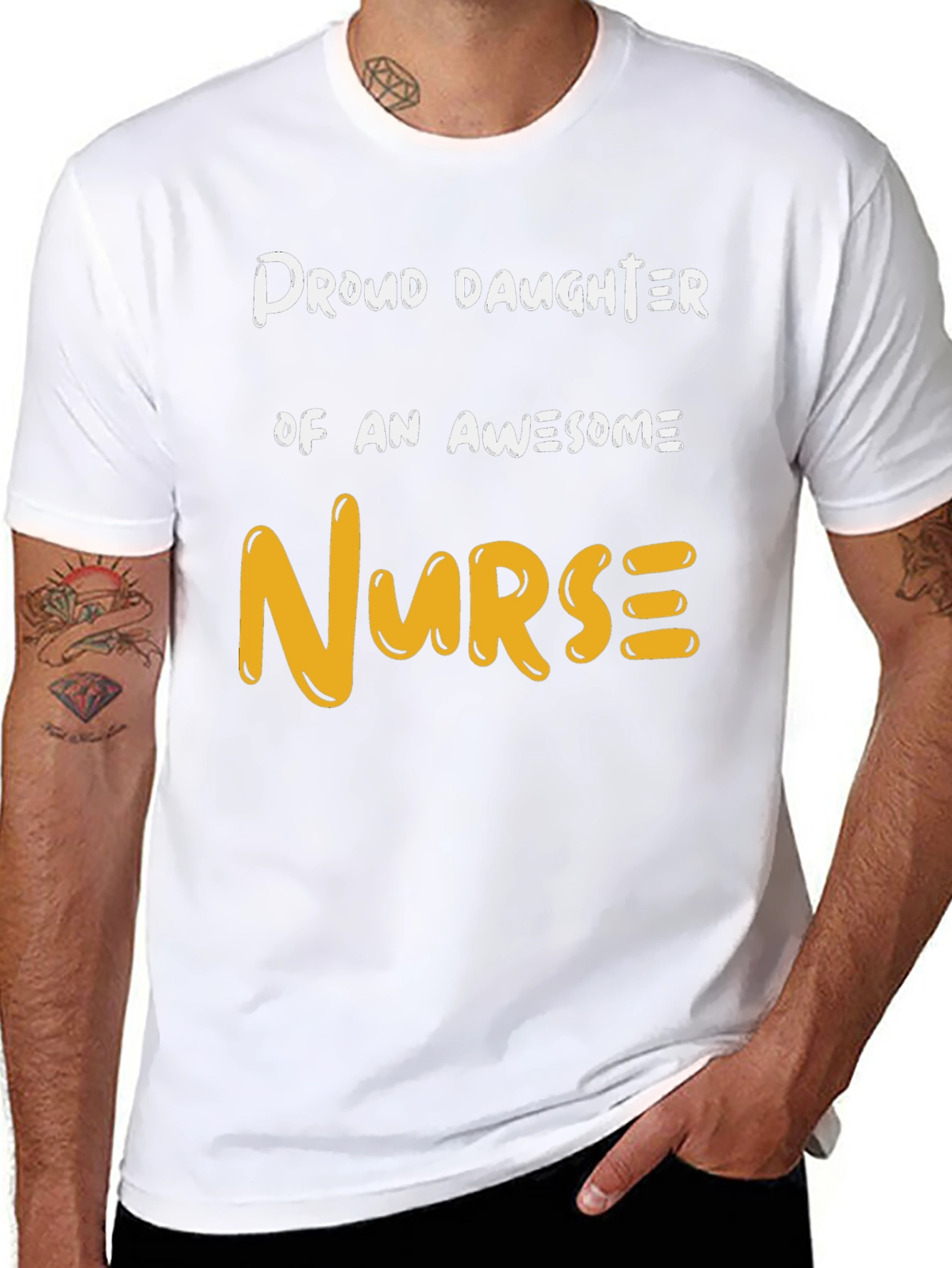 Proud Daughter Awesome Nurse Graphic T-Shirt