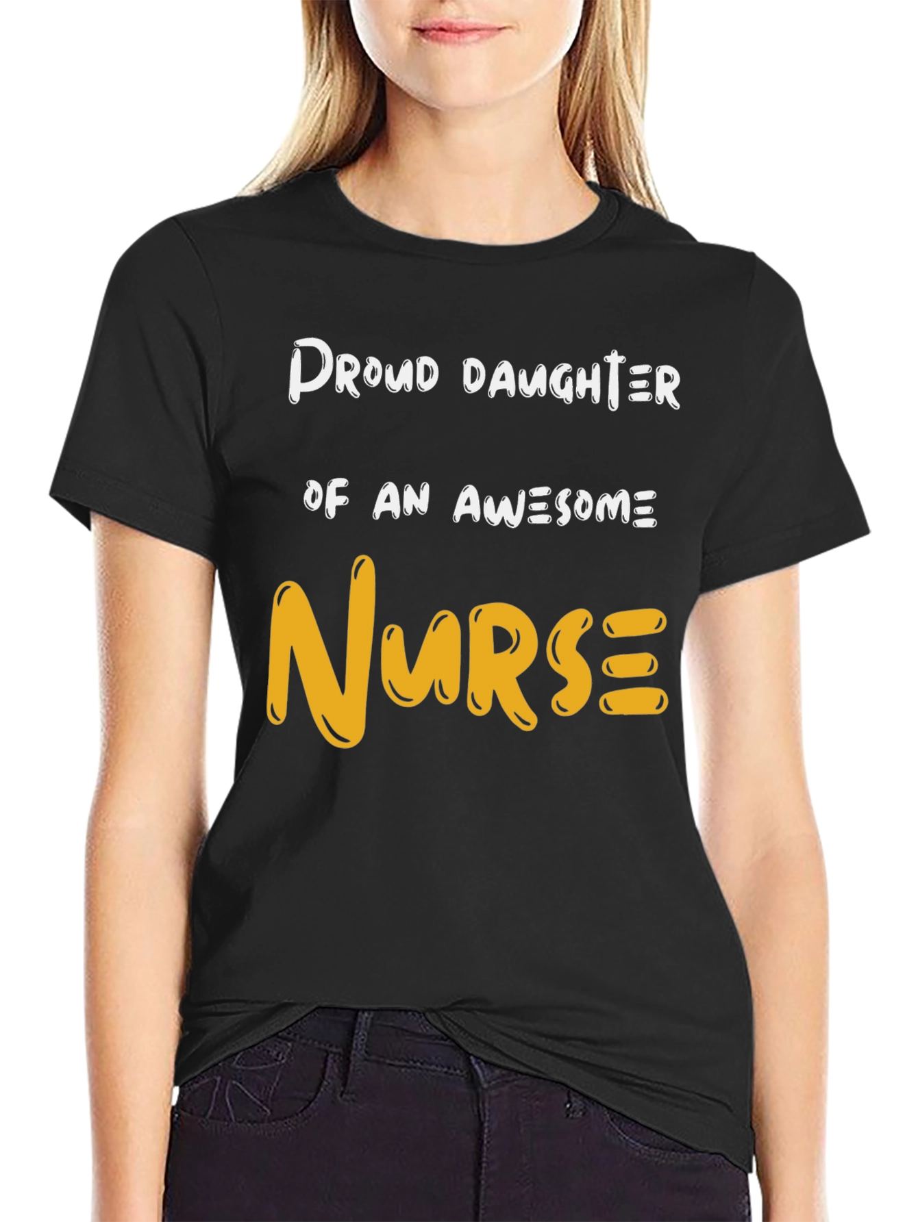 Proud Daughter Awesome Nurse Graphic T-Shirt
