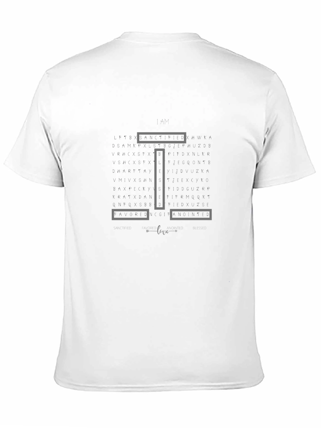 Geometric I Love You Word Search Black T-Shirt