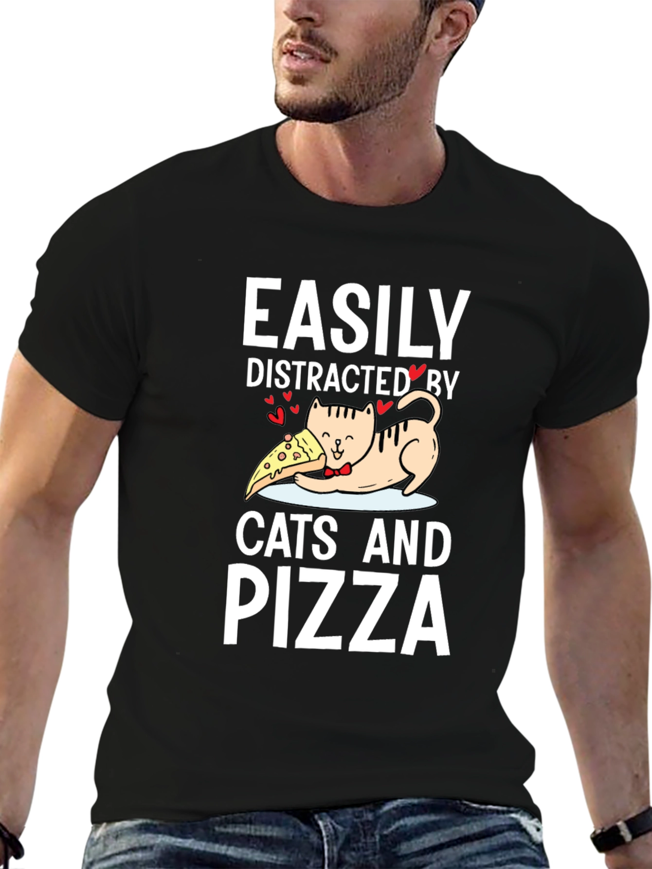 Easily Distracted By Cats And Pizza T-Shirt