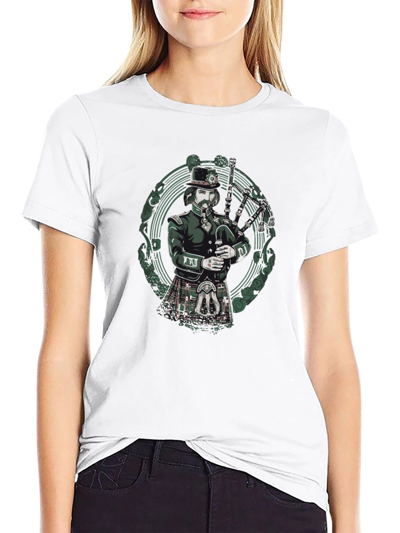 Bagpiper Graphic Tee - Unique Irish Design