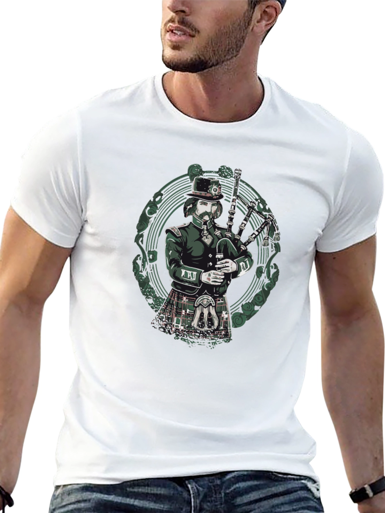 Bagpiper Graphic Tee - Unique Irish Design